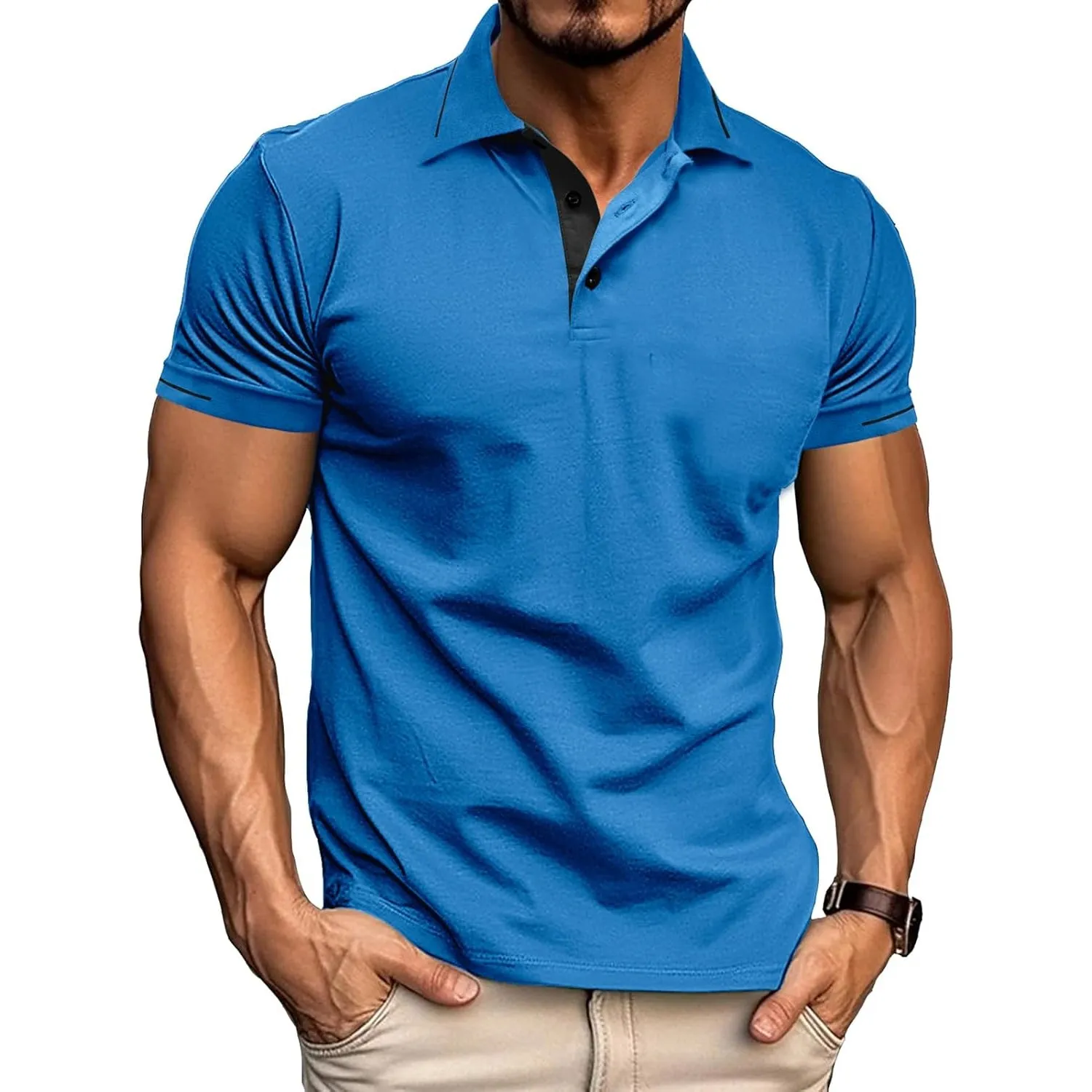 Herren Poloshirt Kurzarm Polo Kontrast Polohemd Baumwolle M-4XL | Poloshirts,Golf,Casual,Klassisches,T-Shirt,Freizeit,S…