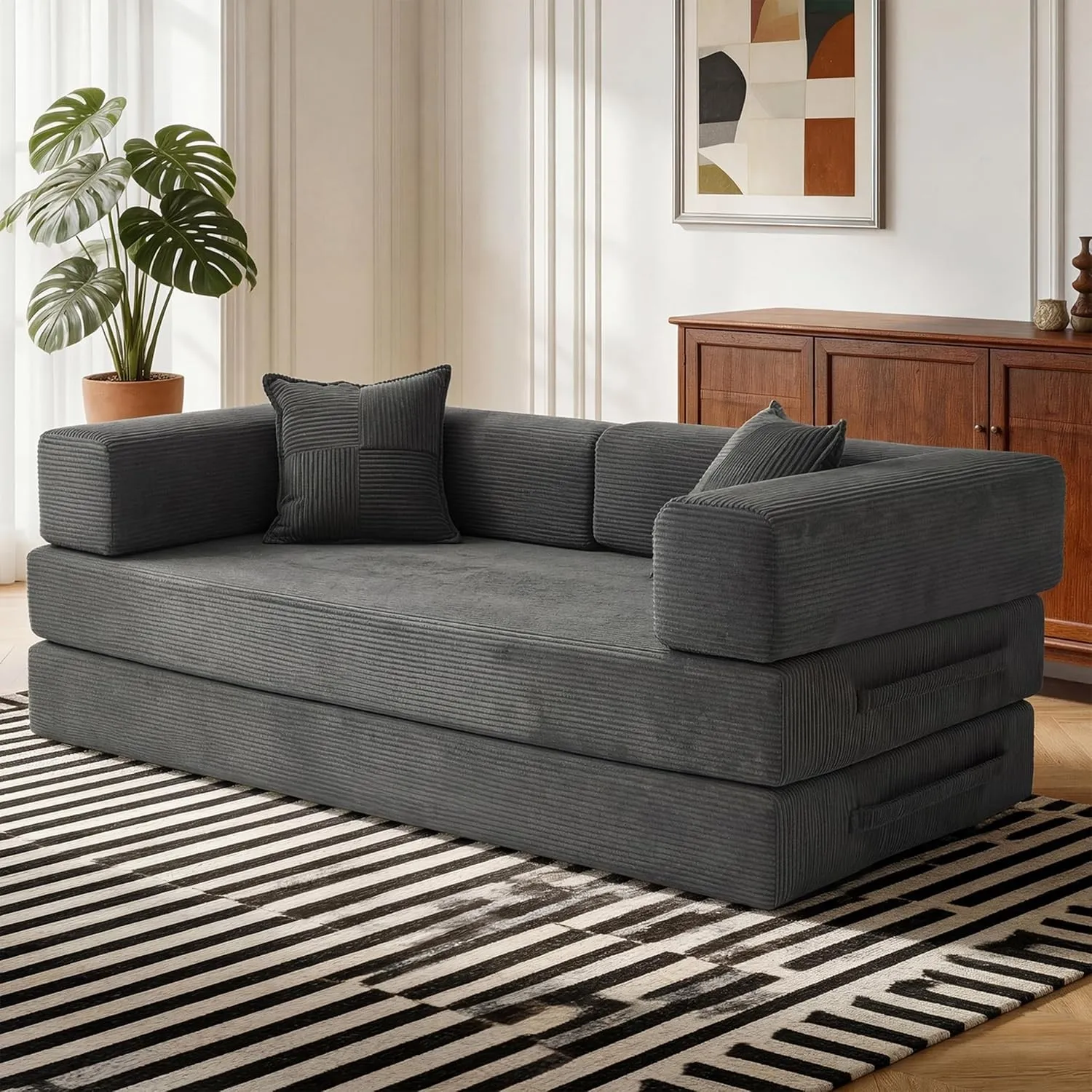 Vipbear Premium 5-in-1 Vielseitiges Rahmenloses Sofa, 200 cm, Ergonomisch Verwandelbarer 3-Sitzer mit Memory-Schaum, Au…