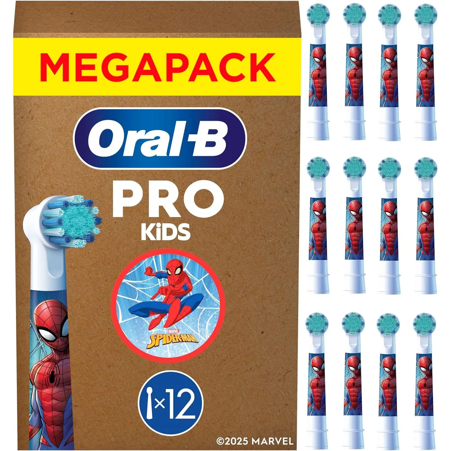 Oral-B Aufsteckbürsten Pro Kids 3+ Marvel Spiderman, Weiß, 12 Stück