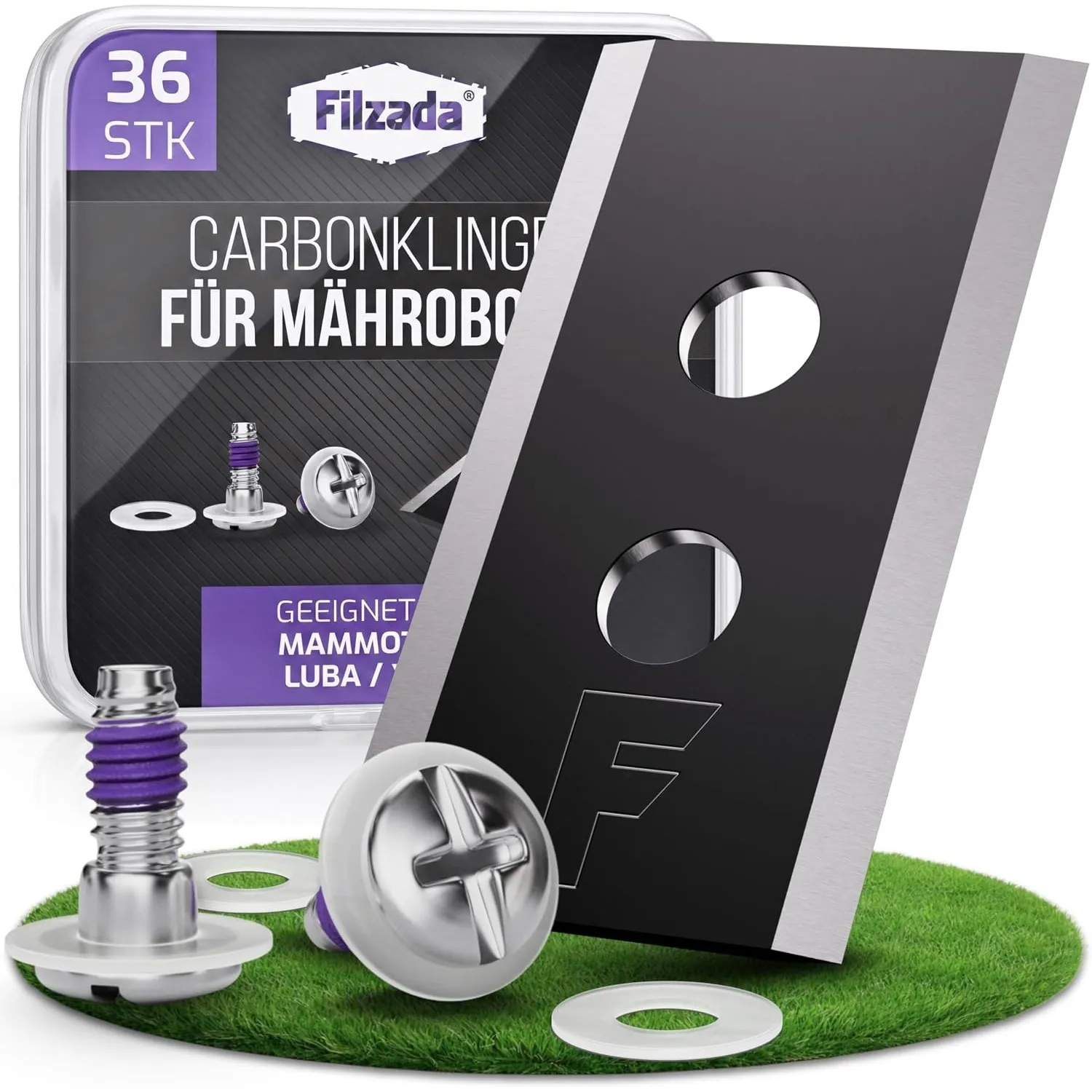 Filzada® 36x Mähroboter Messer kompatibel mit Mammotion Luba & Yuka Carbon