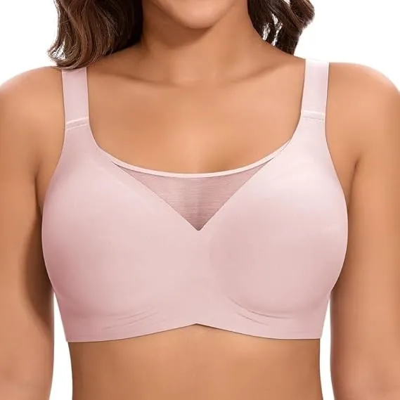 Jiuday BH Damen ohne Bügel Große Brüste Starker Halt Bügelloser Push Up Seitenträger BH Nahtloser Bequem Klassische Sof…