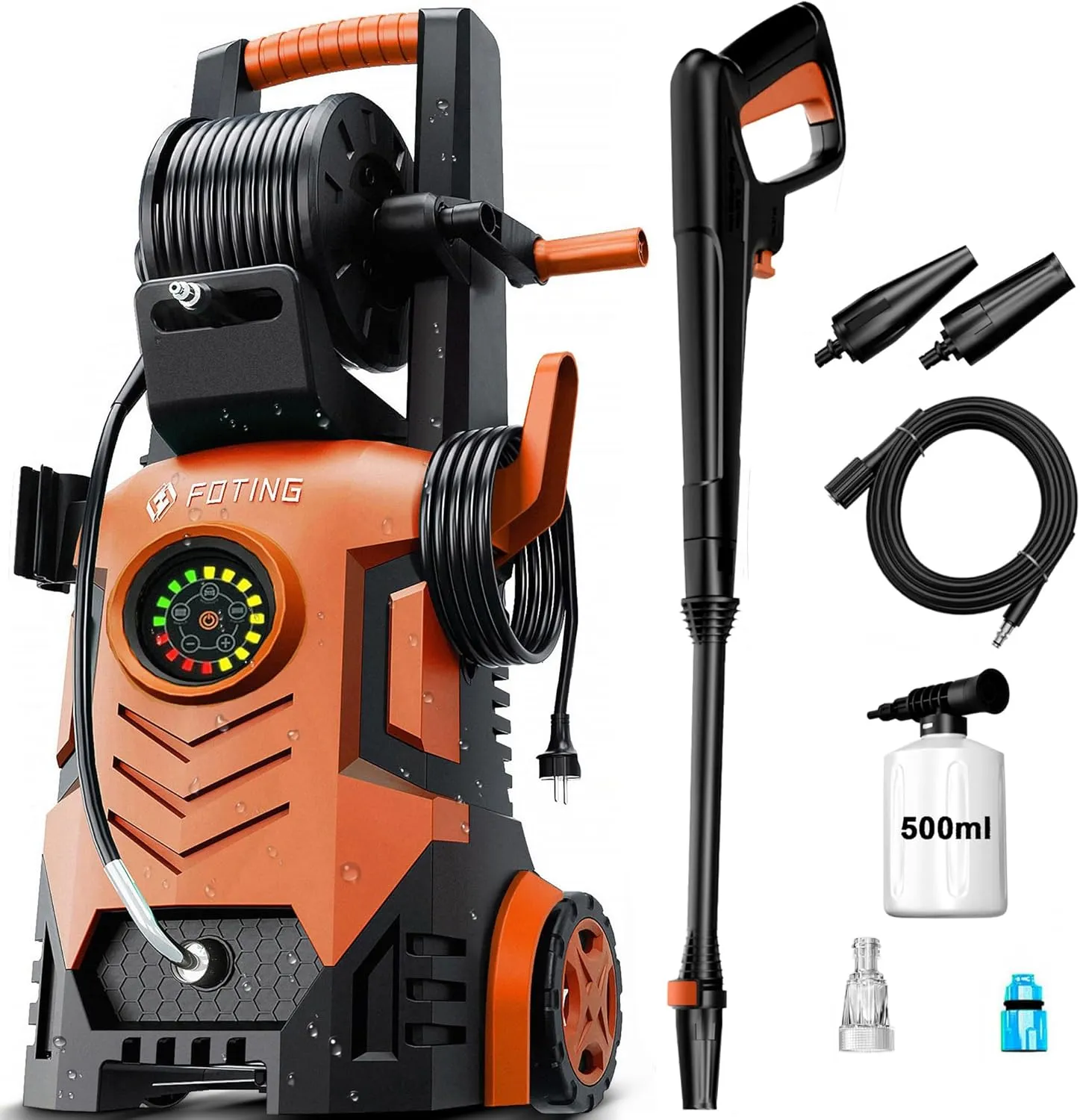 Pressure Washer Touch Screen 8-Stage 200 Bar, 6-in-1 Nozzle, Adjustable Pressure: 100-200 Bar, Flow Rate: 280-500 l/h, …
