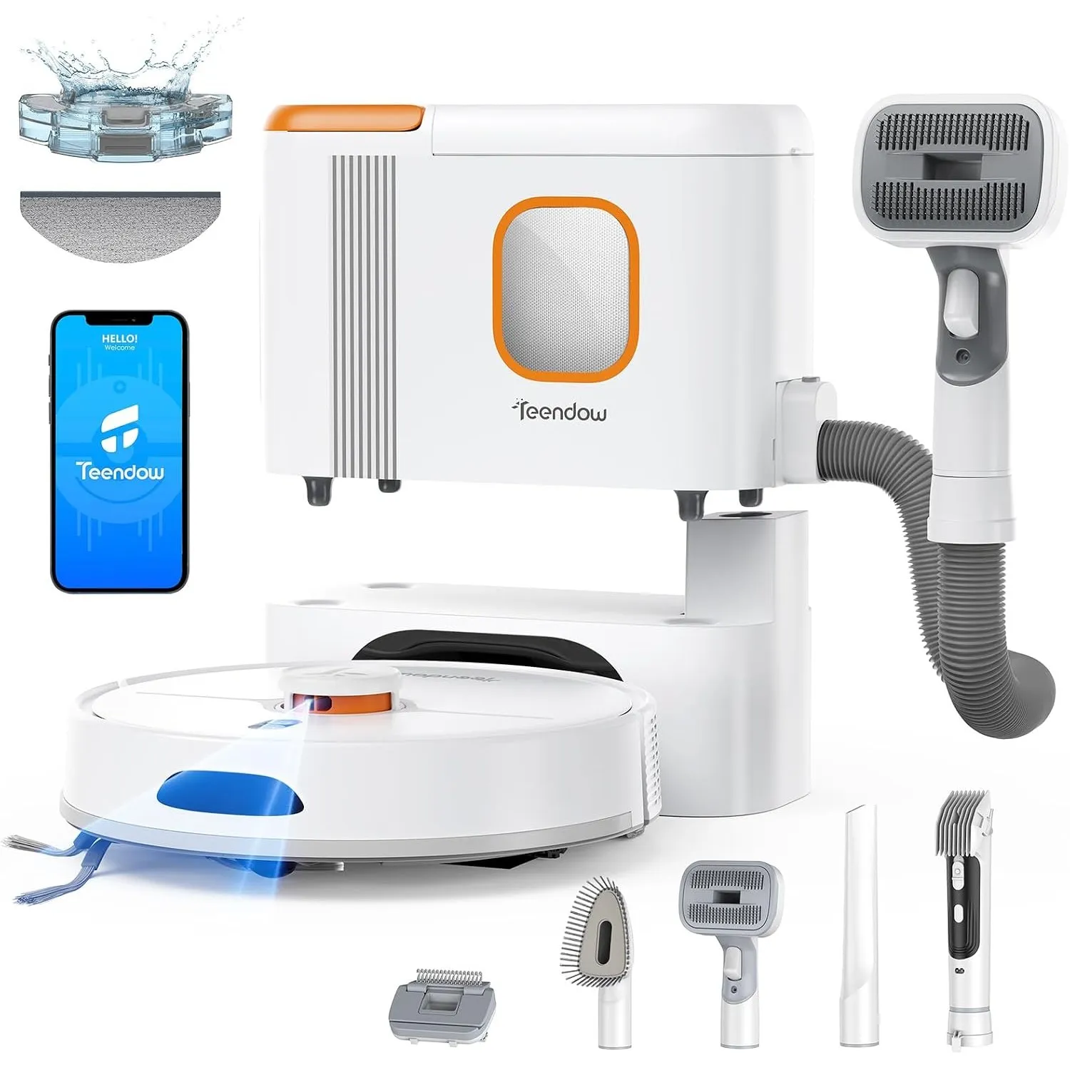Teendow D20S Max+ Saugroboter mit Wischfunktion, 8000 Pa, 3L Saugroboter mit Absaugstation und Tierpflege-Zubehör, LiDA…