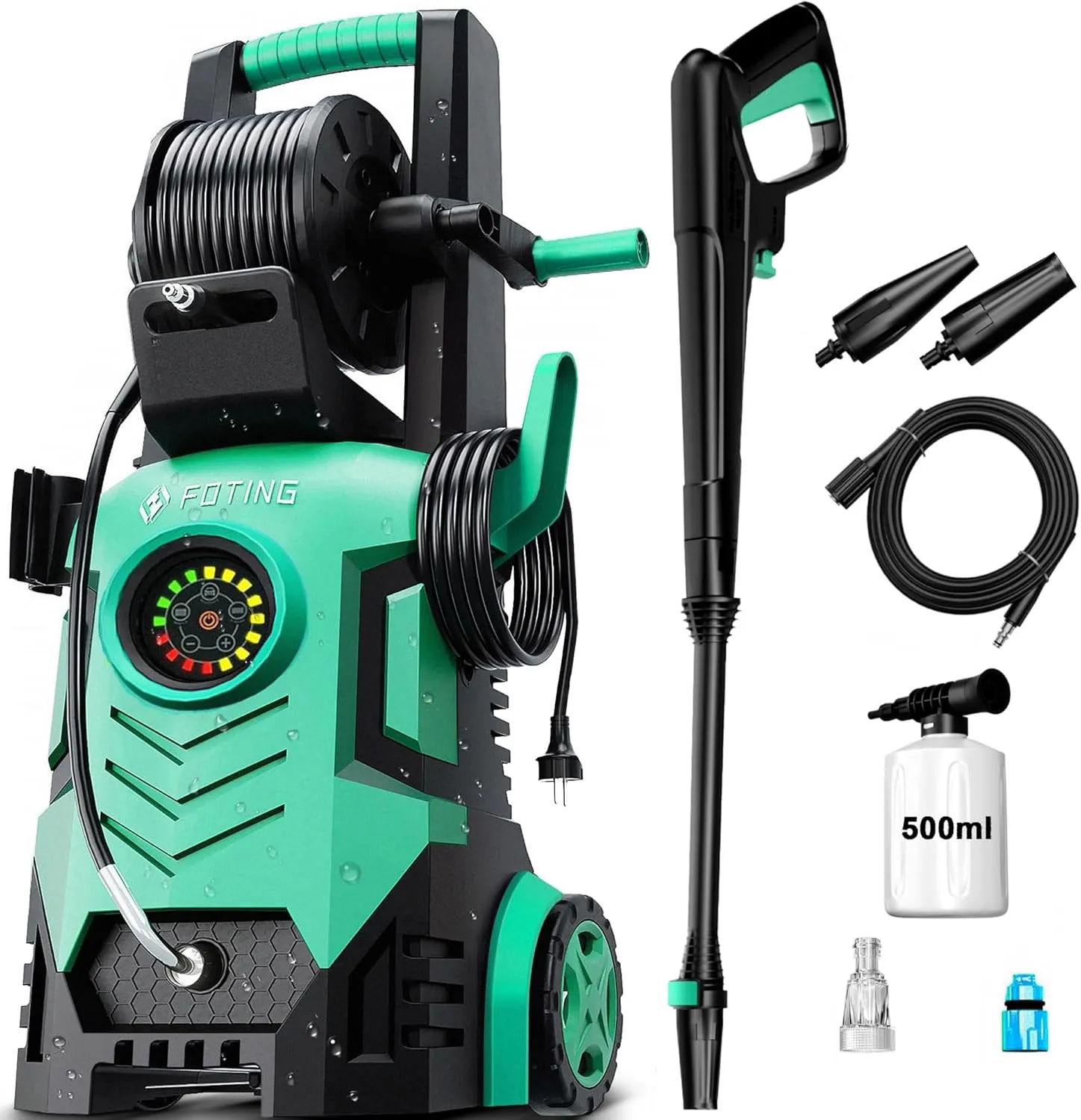 Pressure Washer Touch Screen 8-Stage 200 Bar, 6-in-1 Nozzle, Adjustable Pressure: 100-200 Bar, Flow Rate: 280-500 l/h, …