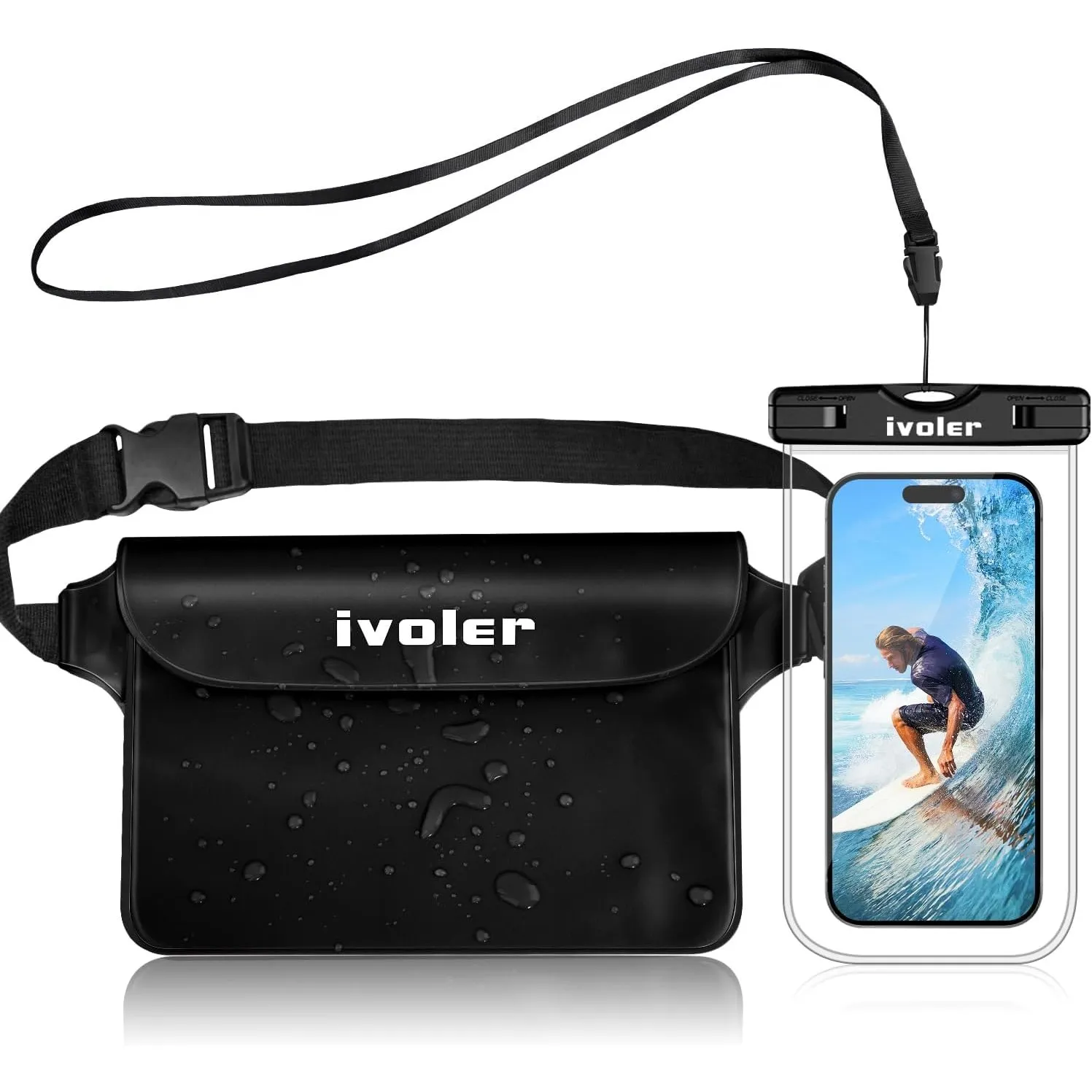 ivoler wasserdichte Tasche Beutel Bauchtasche Schutzhülle mit wasserdichte Handyhülle, Universal Strand-Tasche mit Hand…