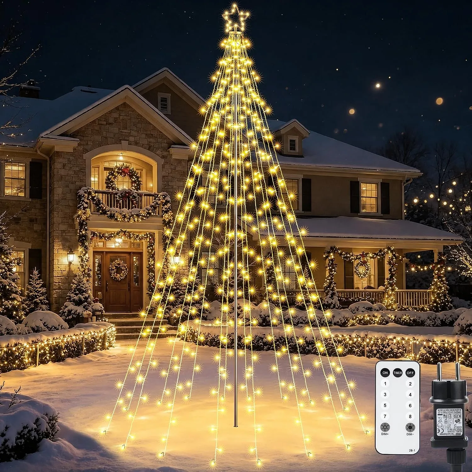 Joomer Weihnachtsbeleuchtung Außen 568 LED 3,87M Warmweiß Dimmbar