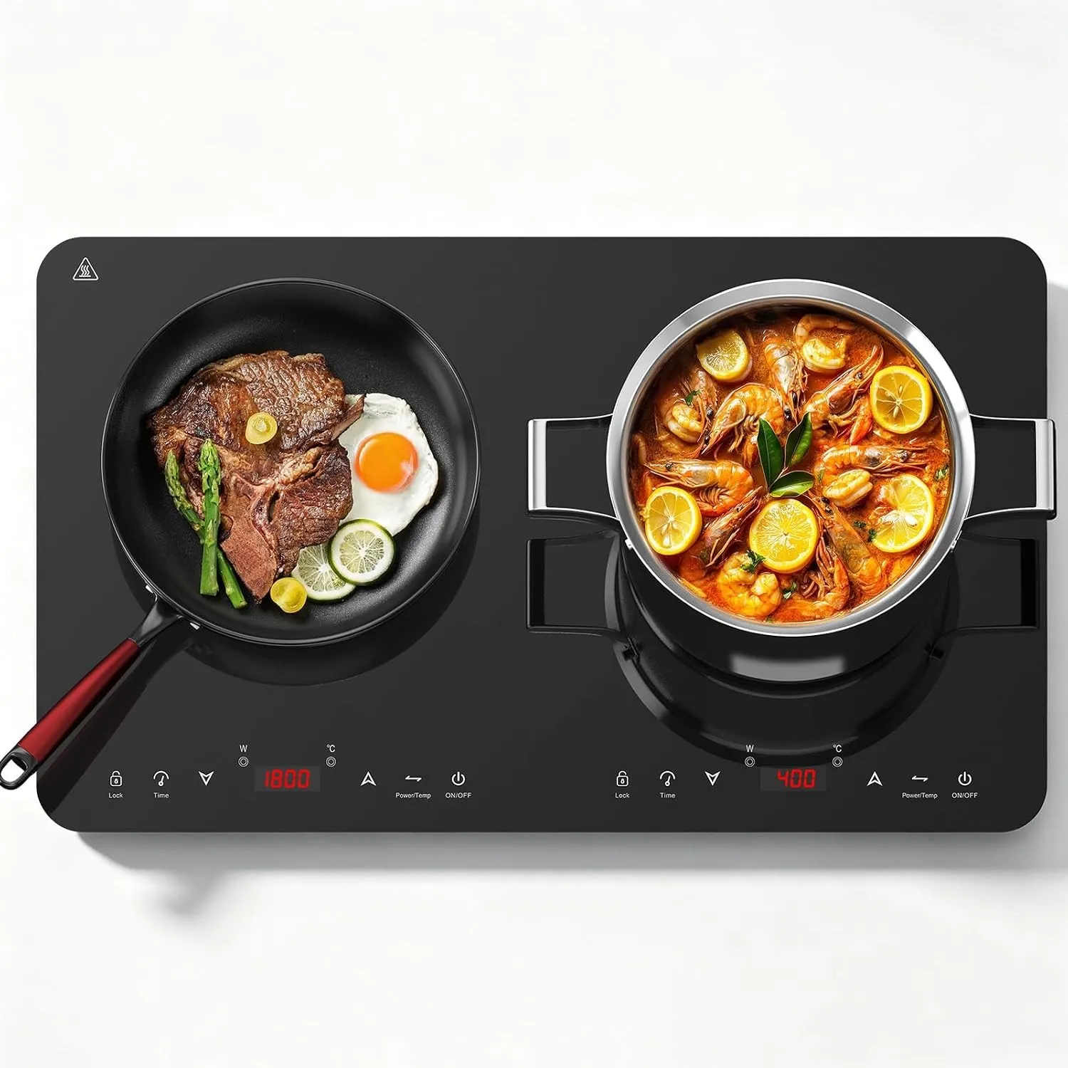 Aobosi Induktionskochfeld 2 platten, Induktionskochplatte tragbares Kochfeld mit Sensor-Touch-Unabhängiger-Steuerung, 2…