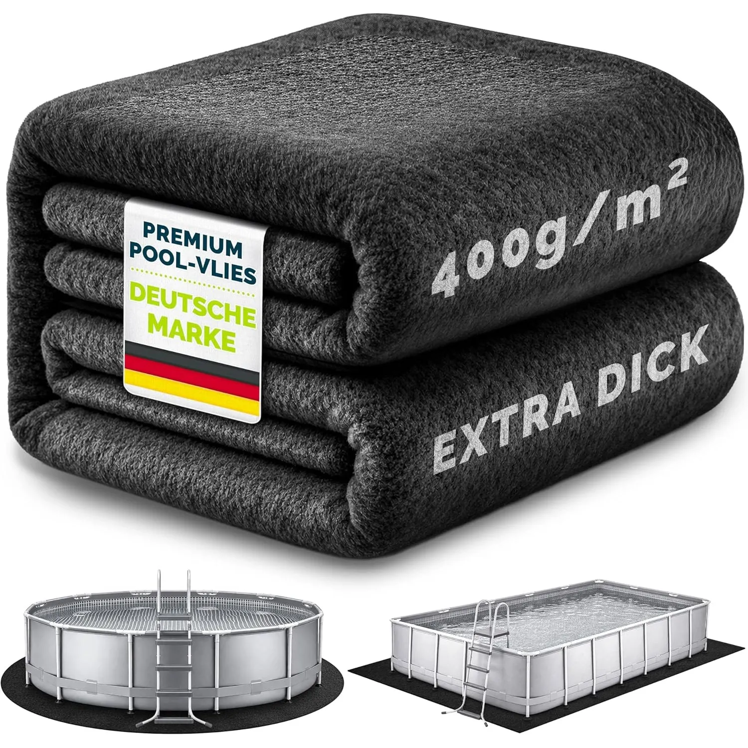 tillvex® Premium Pool Unterlage Rechteckig 330x230cm | Bis 300x200cm Pools | Geotextil Bodenplane mit 400g/m² | Bodensc…