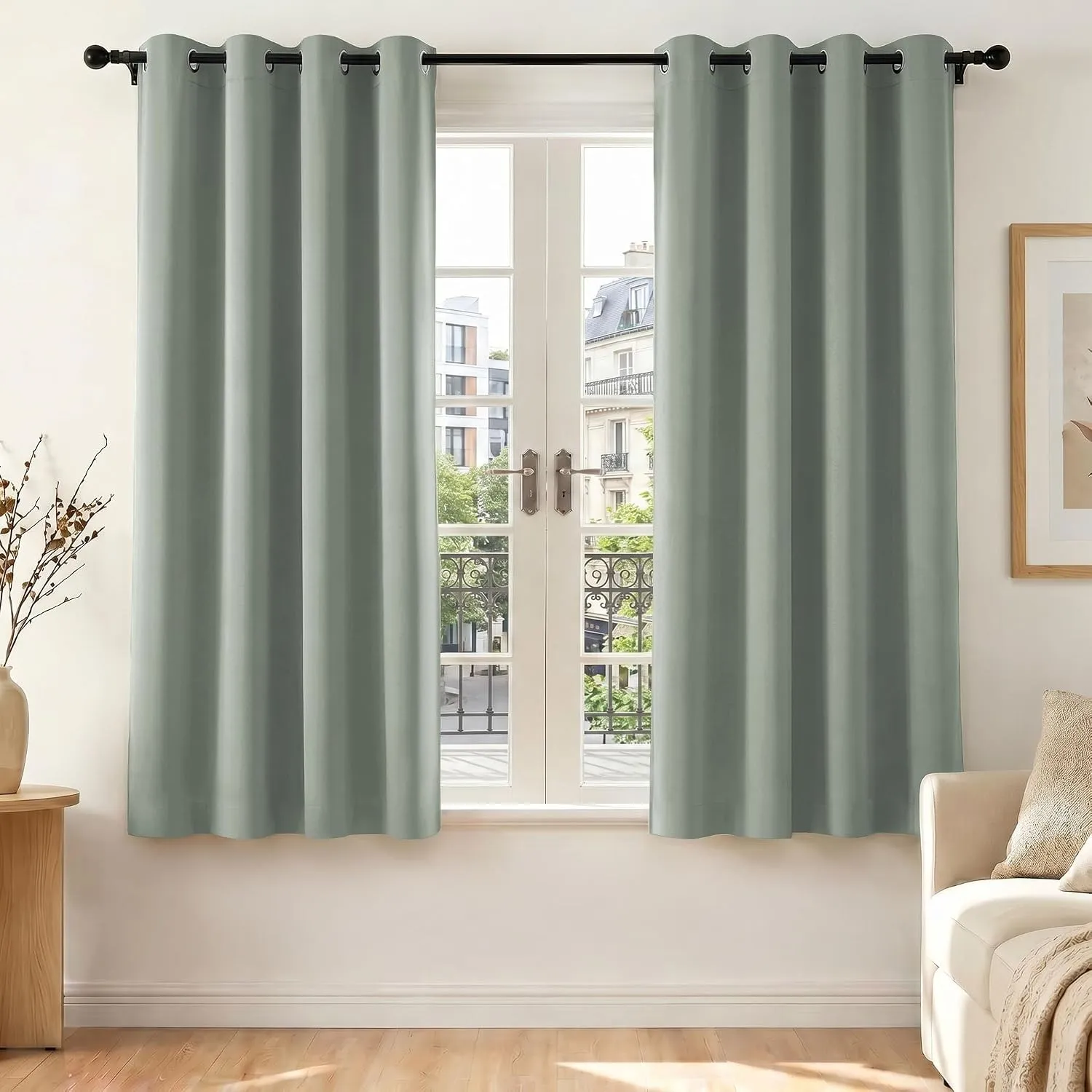 Deconovo Blickdicht Gardinen mit Ösen für Schlafzimmer Thermogardine Kälteschutz Vorhang Blickdicht, 175x140 cm(HöhexBr…