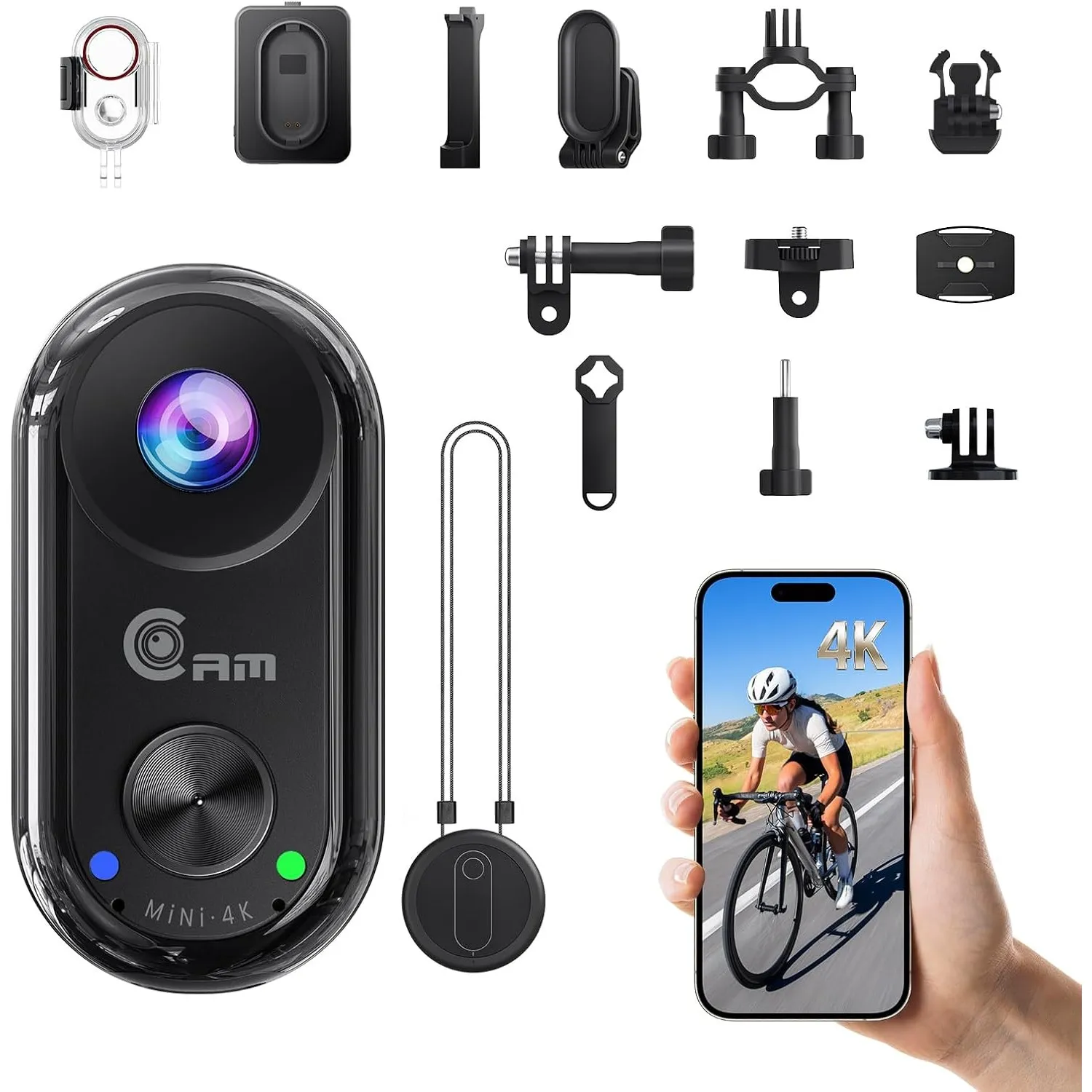 4K Mini Action Cam,Tragbares Mini Körperkamera,6-Achsen Stabilisierung Body Cam,WiFi Magnetische POV Camera,40M Unterwa…