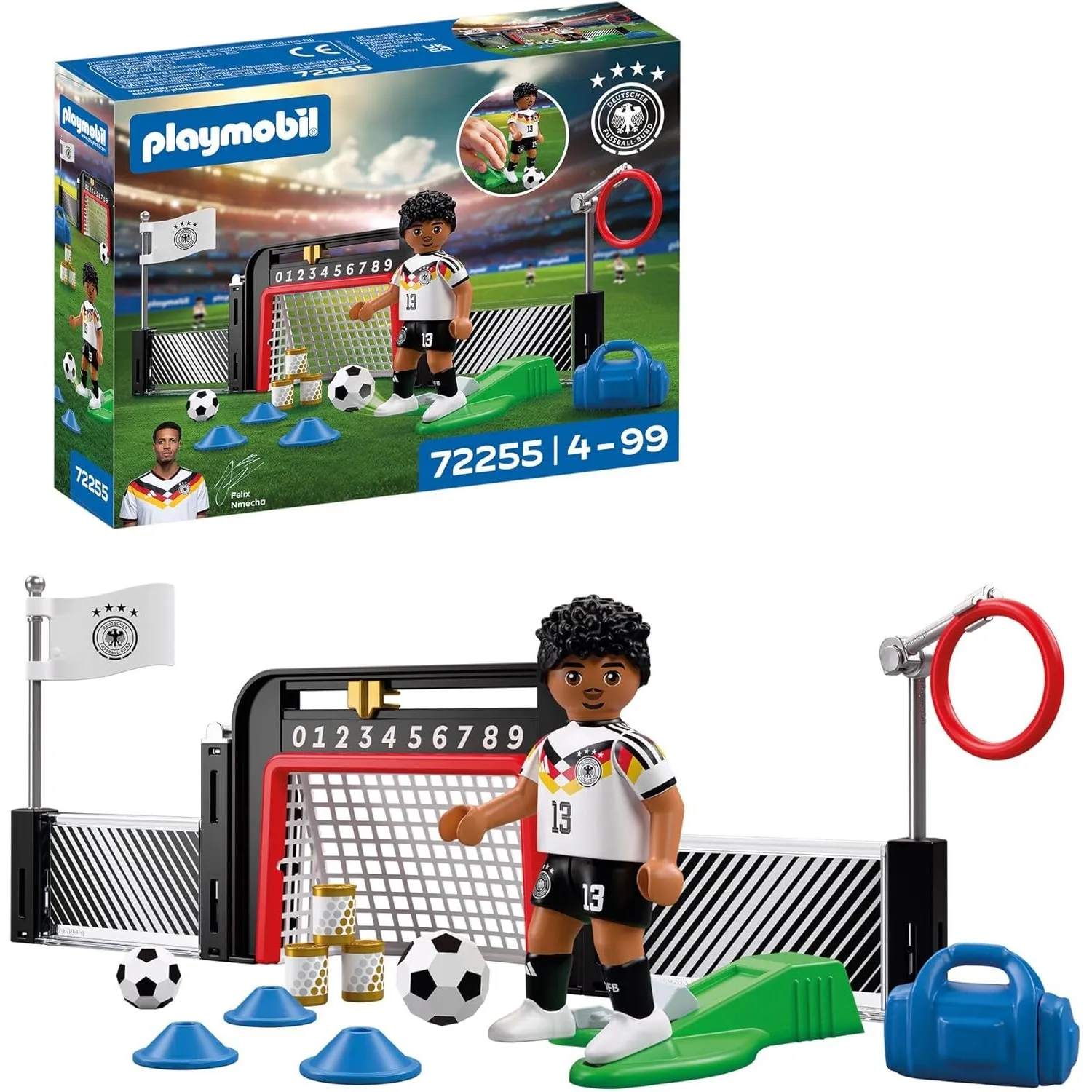 PLAYMOBIL | DFB | Trainings-Station Felix Nmecha | Fußball WM Spielfigur mit Schussfunktion | 72255