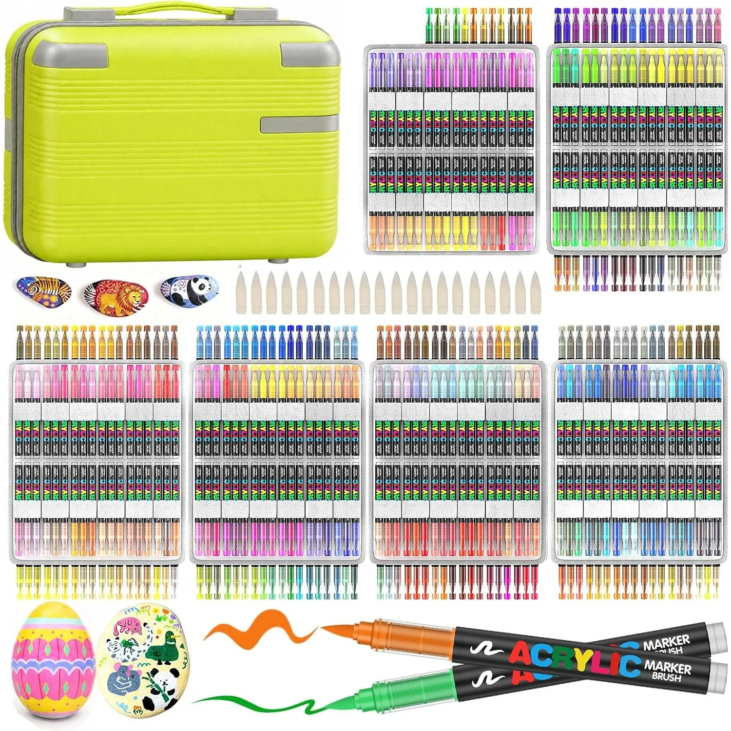 Laconile 408 Farben Acrylstifte für Steine wasserfest mit Portable Suitcase – Direktfließende Acrylic Paint Marker, Sti…