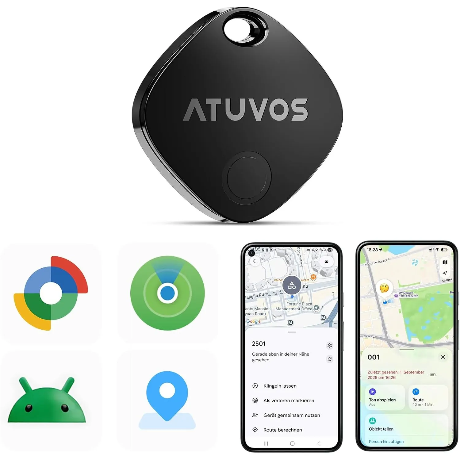 ATUVOS Air Tag Pro Smart Tags Tracker für Android & iOS, Neu Dual-System Schlüsselfinder kompatibel mit Google Mein Ger…
