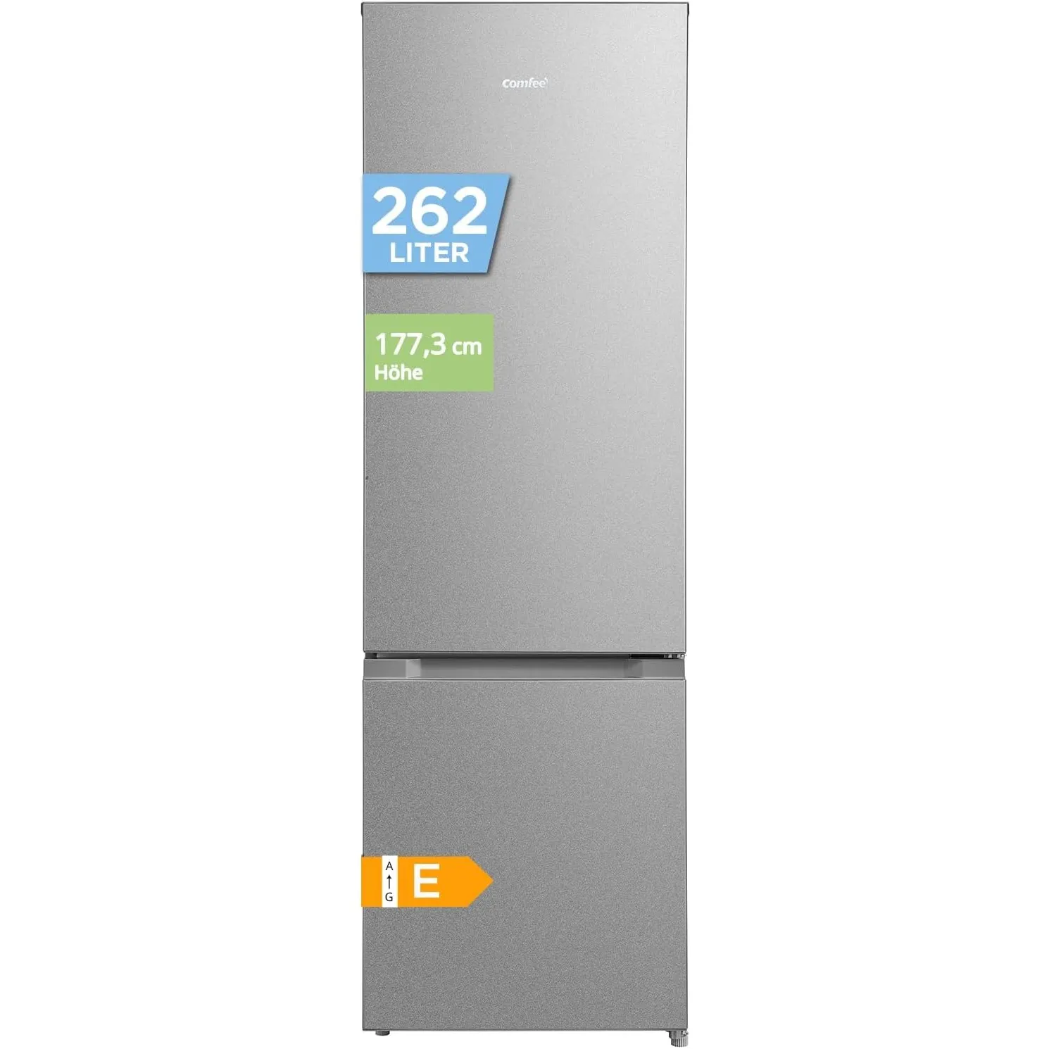 Comfee 262L Kühl-Gefrier-Kombkination,177cm, 39dB,Kühlen 197L,Gefrieren 65L