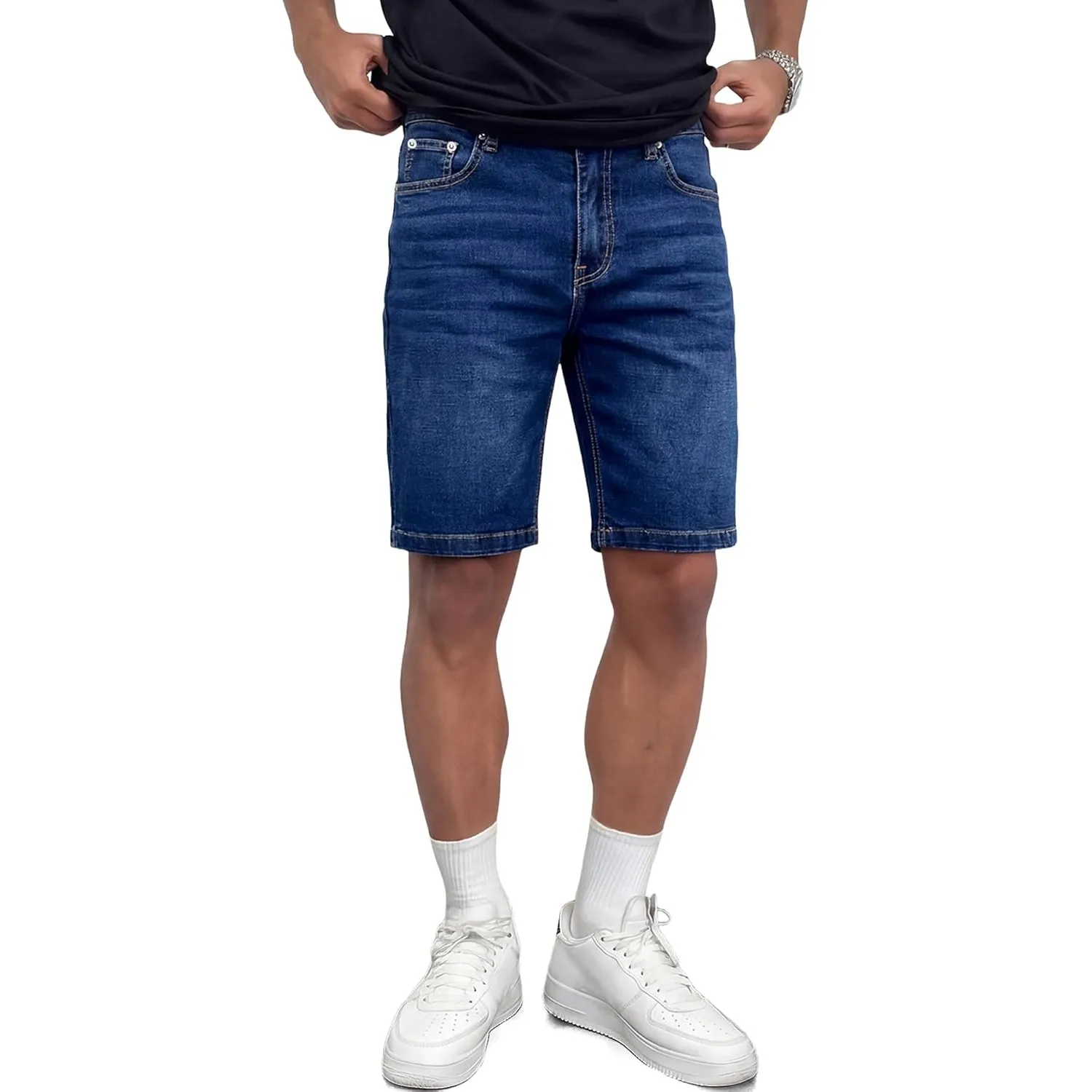 JMIERR Herren Jeans Shorts Baumwolle Stretch 2026 Sommer Kurze Hosen Herren Bequeme Slim Fit Jeansshorts für Männer