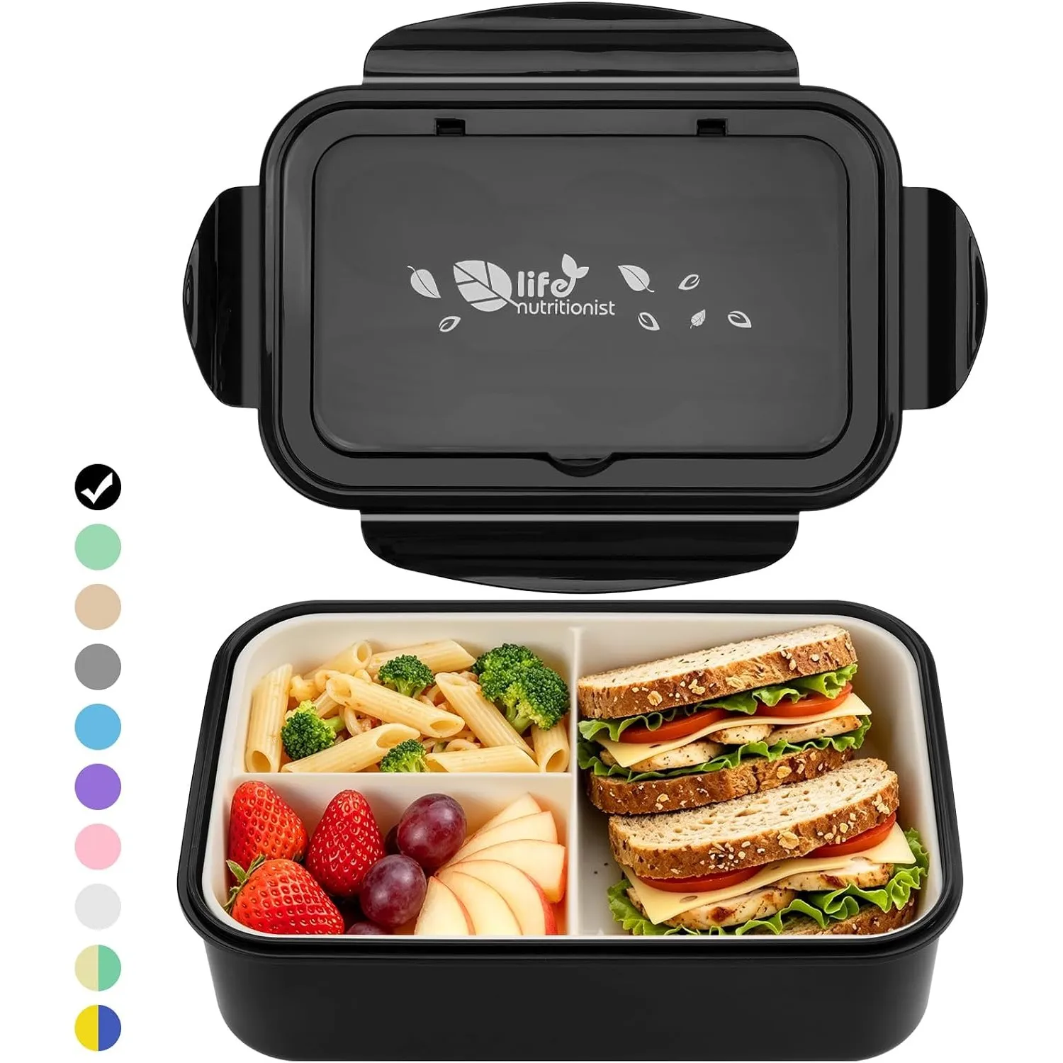 BIBURY Brotdose Lunchbox Erwachsene & Büro 1400ml, auslaufsichere, Große Bento Box mit 3 Fächern & Besteck, mikrowellen…