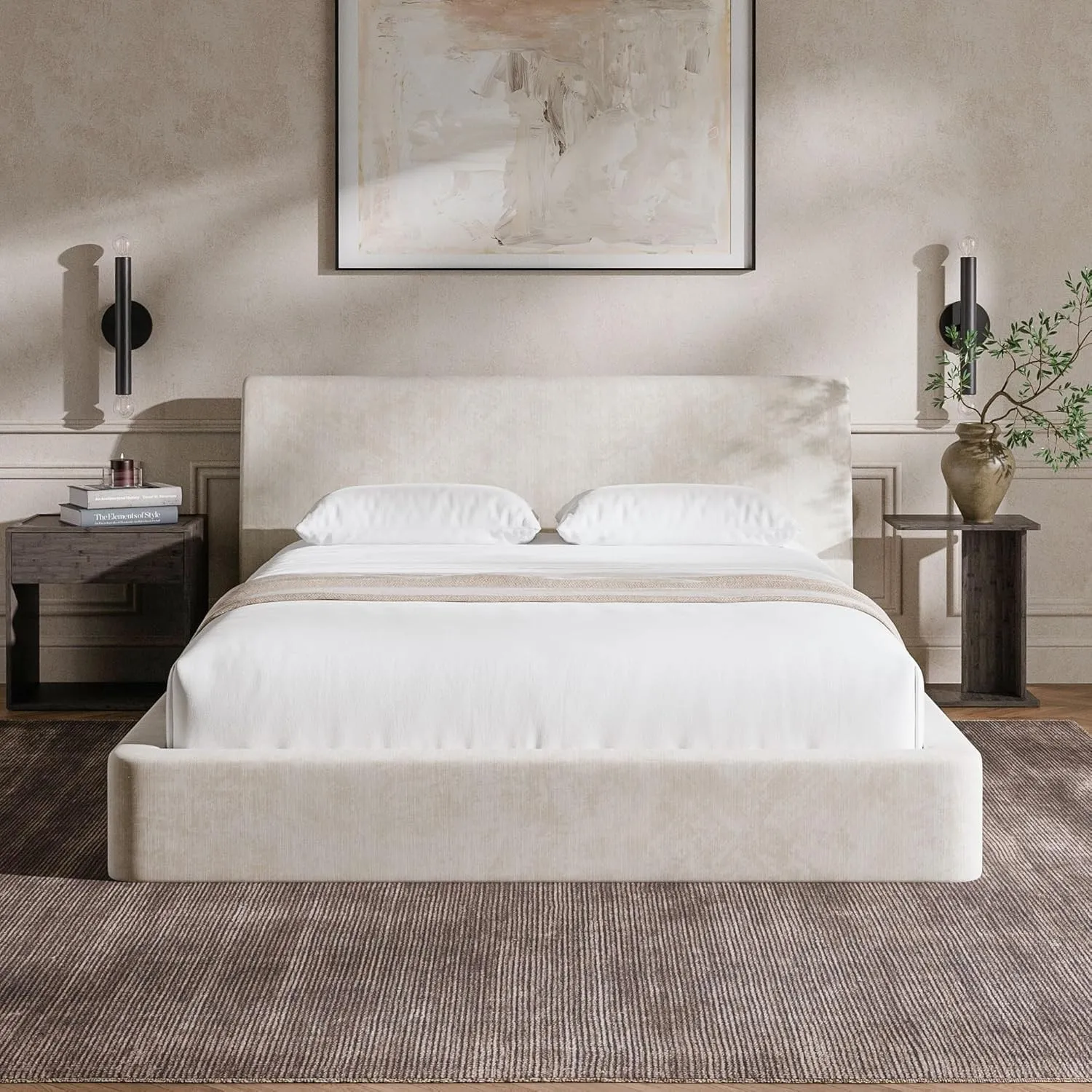 RECCI Polsterbett 160x200 cm, Weiches Schaumstoff-Bettgestell mit Ergonomischem Kopfteil, Vollgepolstertes Cloud-Design…