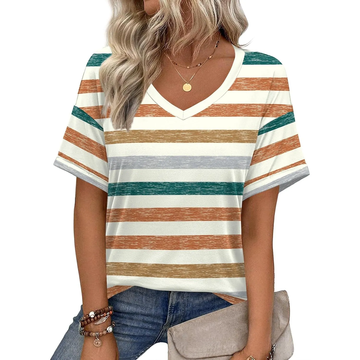 Zeagoo Tshirt Damen V-Ausschnitt Kurzarm Shirt Basic T Shirt Locker | Sommer Oberteile, Tops Casual, Tee Shirts, Bluse