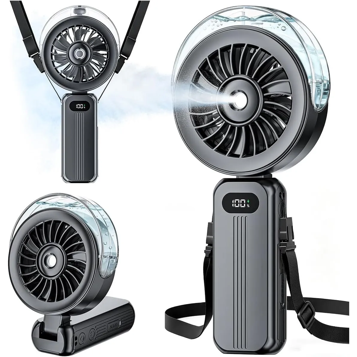 Handventilator Akku Aufladbar mit Wasserkühlung - 6000mAh Ventilator Klein | Starkem Luftstrom Tragbarer Mini Ventilato…