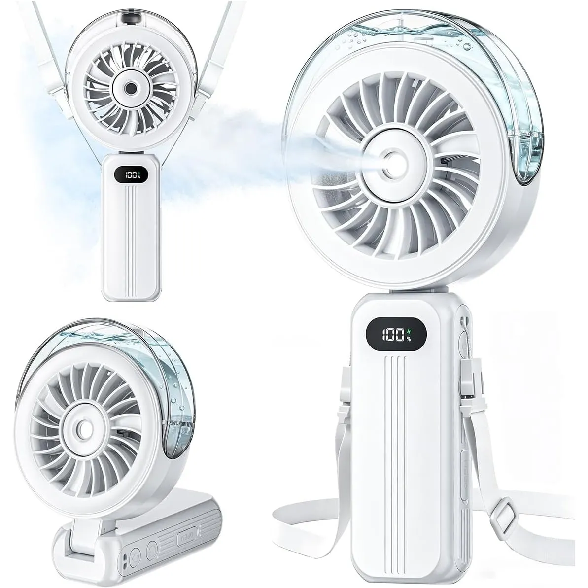 Handventilator Akku Aufladbar mit Wasserkühlung - 6000mAh Ventilator Klein | Starkem Luftstrom Tragbarer Mini Ventilato…