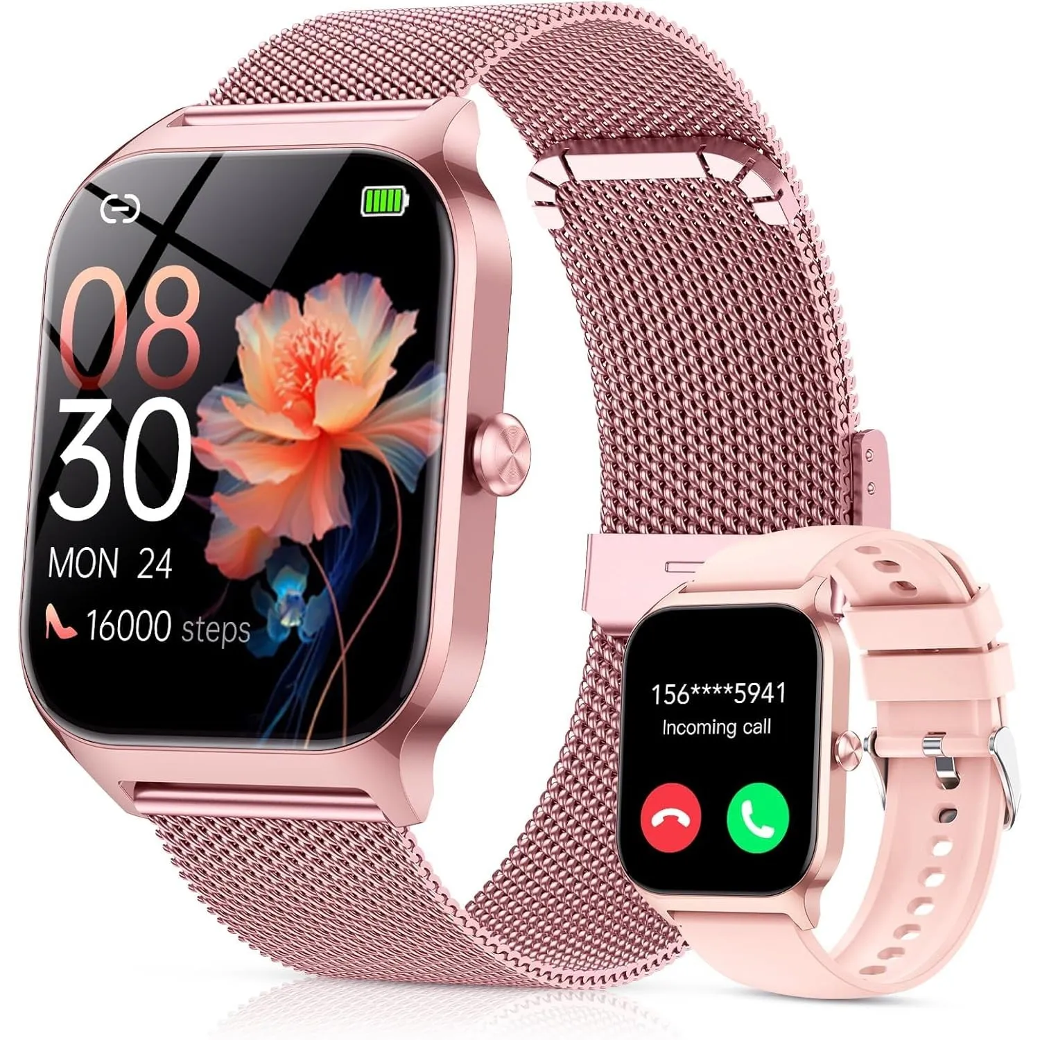 Smartwatch Damen mit Telefonfunktion, 1.85'' Zoll HD Fitnessuhr, Smart Watch 200+Sportmodi Fitness Tracker mit Herzfreq…
