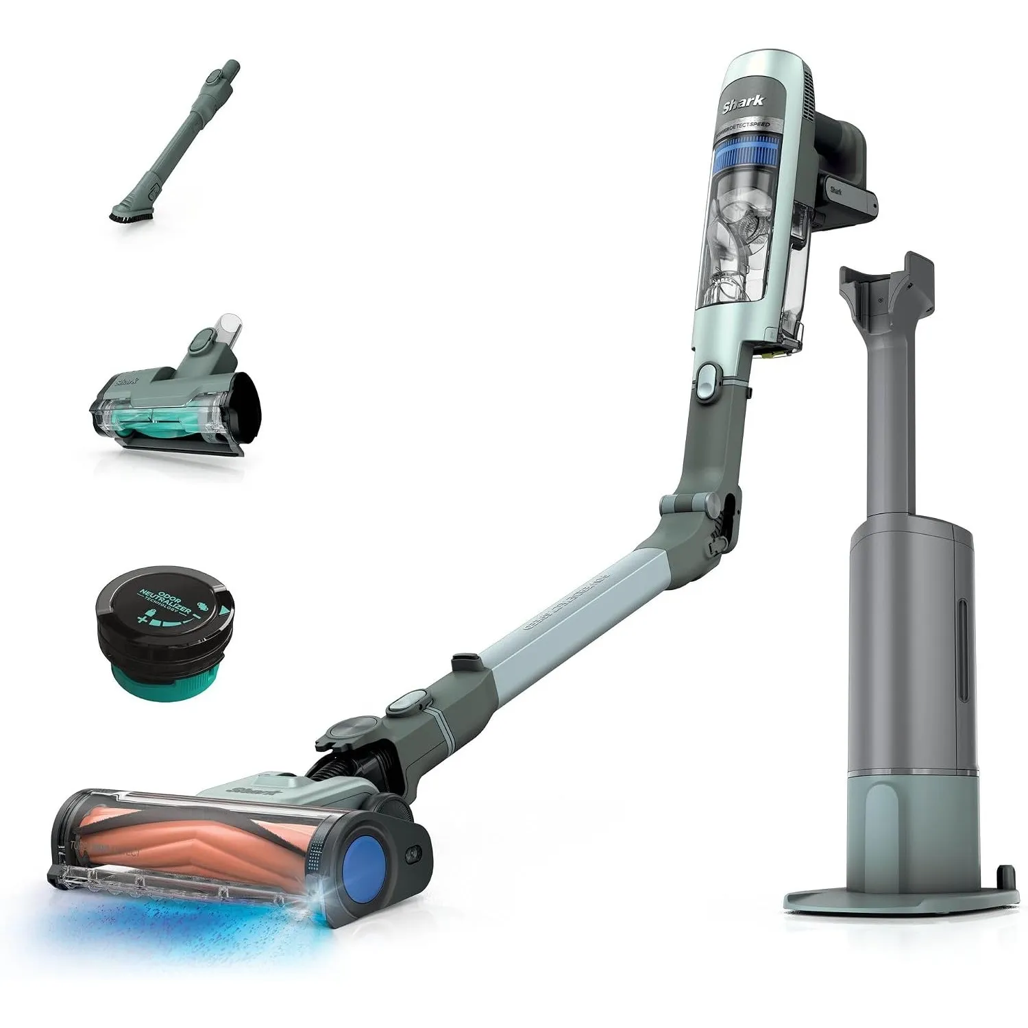 Shark Detect Speed Clean & Empty Pet Pro Akku-Staubsauger, Salbeigrau