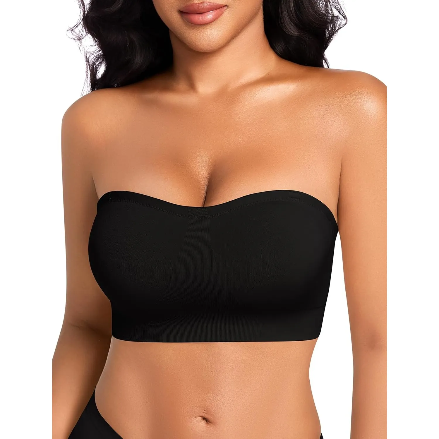 Trägerloser BH Damen ohne Bügel Push Up Bandeau BH ohne Träger Nahtloser BH Trägerlos Seamless Strapless Bra Tube Top G…