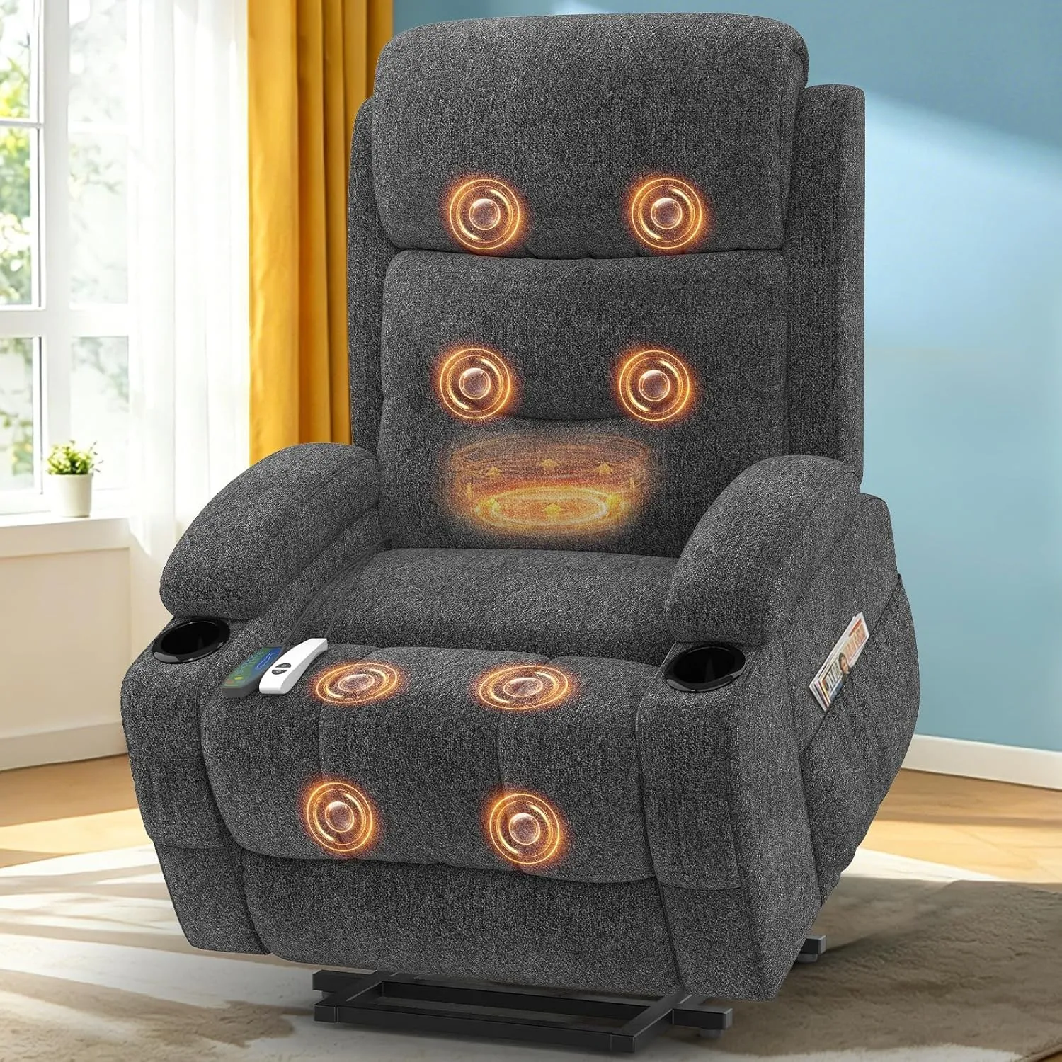 Relaxsessel Fernsehsessel, Massagesessel mit Heizung Elektrischer TV Sessel Liegesessel mit Liegefunktion für Wohnzimme…