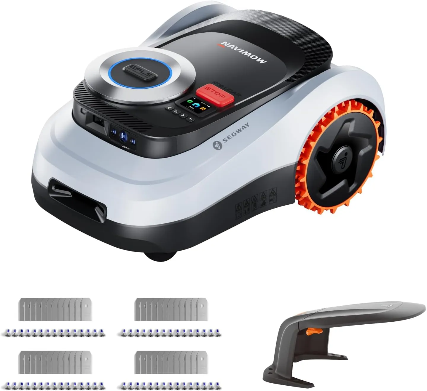 Segway Navimow i208 LiDAR mit Garage M + 4 Sätze Klingen, Mähroboter ohne Begrenzungskabel für 800 m², bis 45% Steigung…