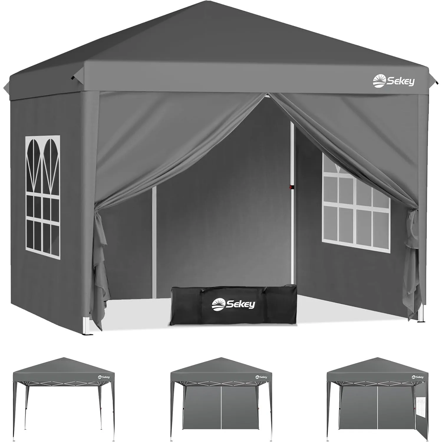 Sekey Pop Up Pavillon 2x2m mit Seitenwänden, Faltpavillon Wasserdicht Stabil Winterfest, Partyzelt Pavillion für Garten…