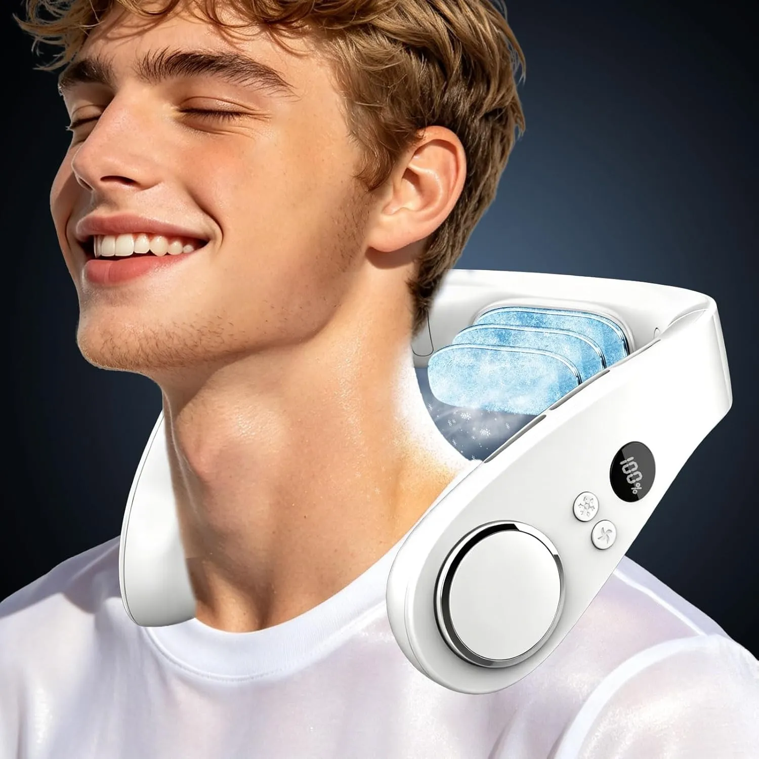 Kouric Nackenventilator mit Kühlung, Halsventilatoren Extra Leise (35dB) 24 Std. USB-C 5500mAh, 5 Stufen & LED-Display,…