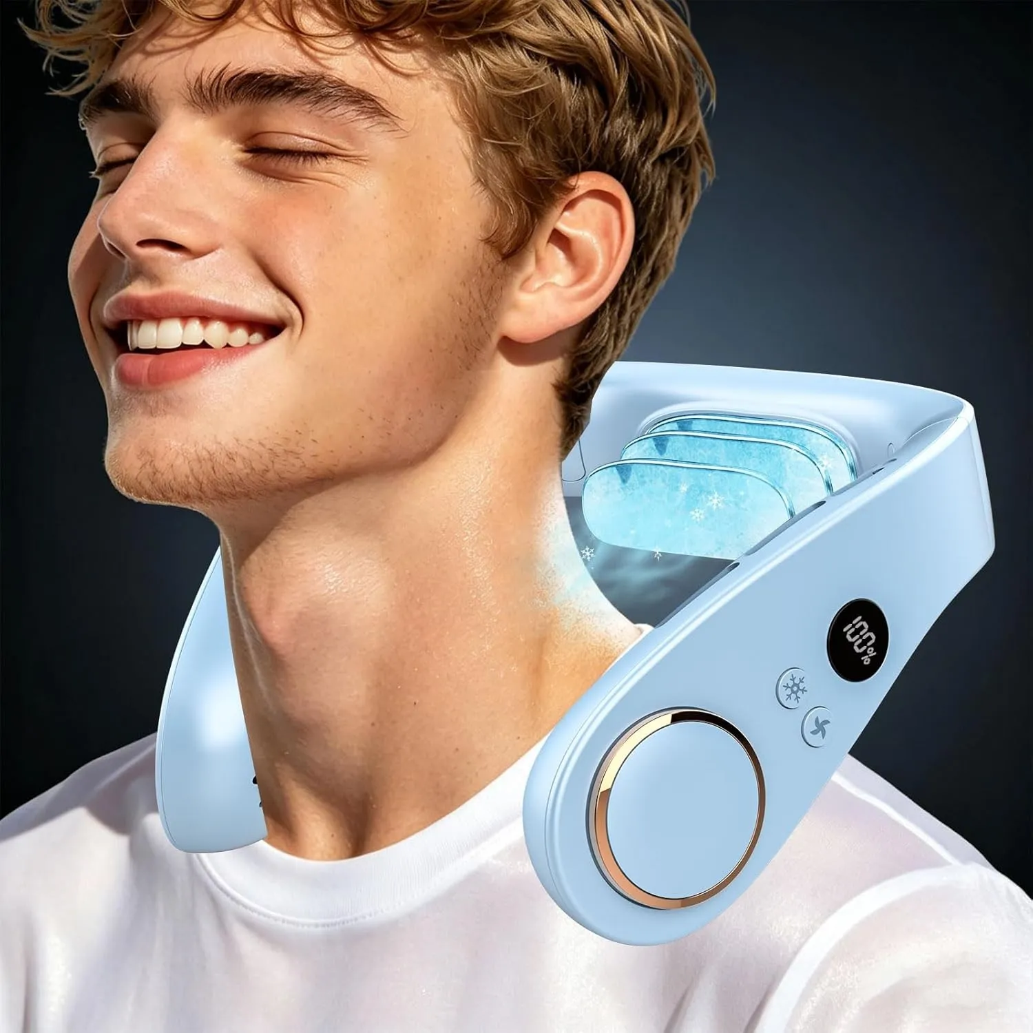 Kouric Nackenventilator mit Kühlung, Halsventilatoren Extra Leise (35dB) 24 Std. USB-C 5500mAh, 5 Stufen & LED-Display,…