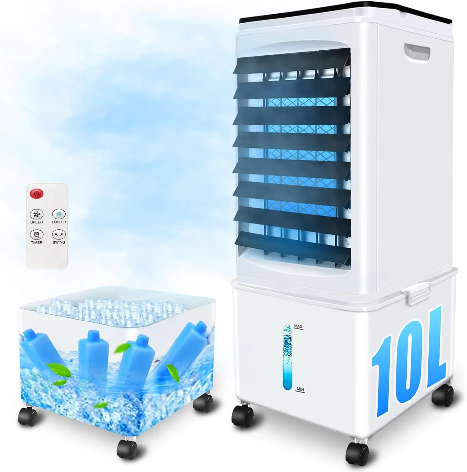 Air Conditioner without Exhaust Hose, 10L 60W Air Conditioning Mobile with 12H Timer, 40dB, 120° Oscillation, Removable…