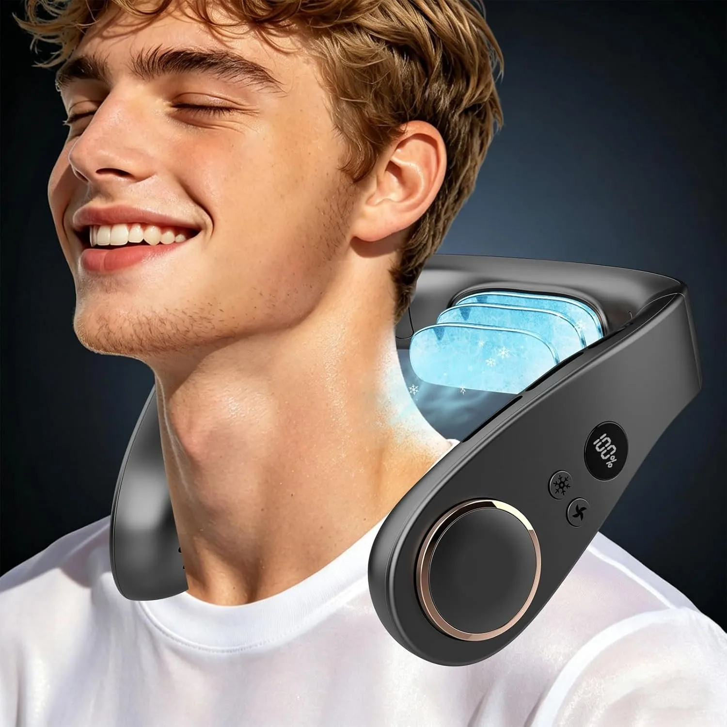 Kouric Nackenventilator mit Kühlung, Halsventilatoren Extra Leise (35dB) 24 Std. USB-C 5500mAh, 5 Stufen & LED-Display,…