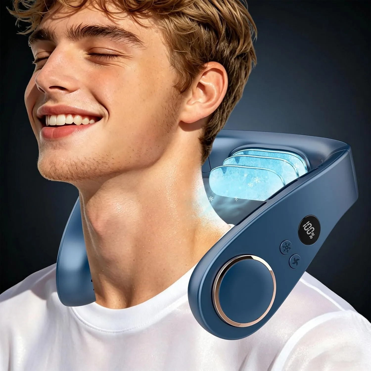 Kouric Nackenventilator mit Kühlung, Halsventilatoren Extra Leise (35dB) 24 Std. USB-C 5500mAh, 5 Stufen & LED-Display,…