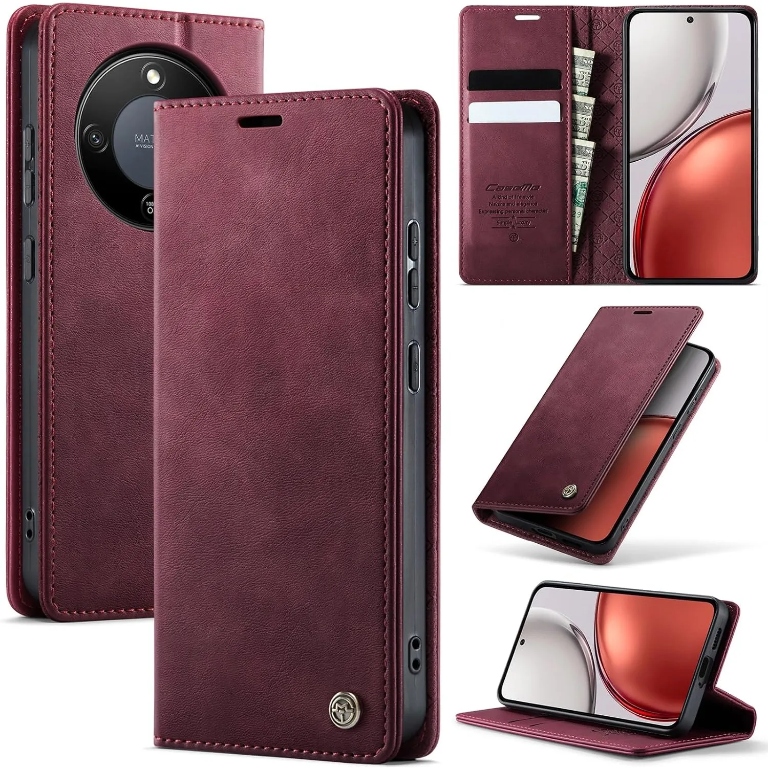 Handyhülle Honor Magic8 Lite hülle Premium PU klapphülle RFID Lederhülle Faltbare Handytasche Schutzhülle Kartenfach St…
