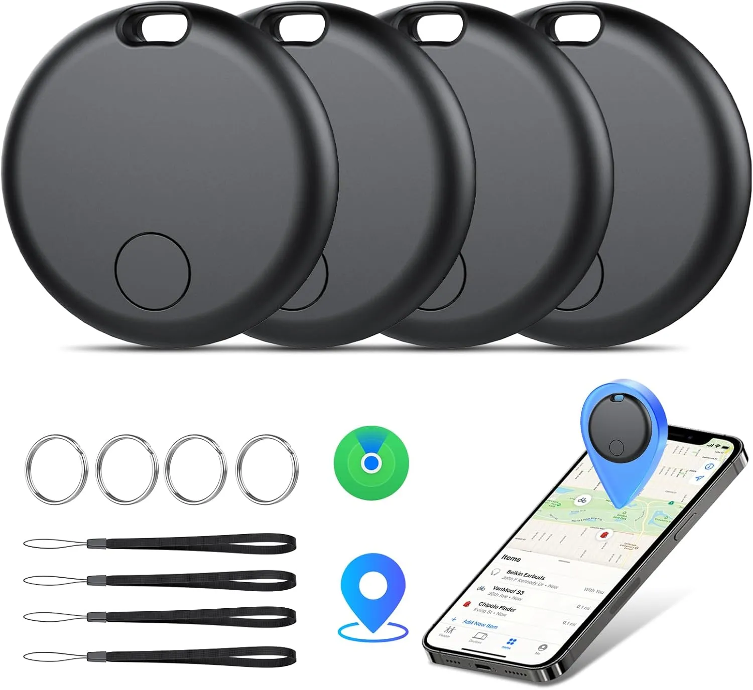 Air Tracker Tags 4er Pack Schlüsselfinder, Air Tracker Tag Kompatibel mit Apple Wo ist? APP (Nur iOS), Koffer Tracker f…