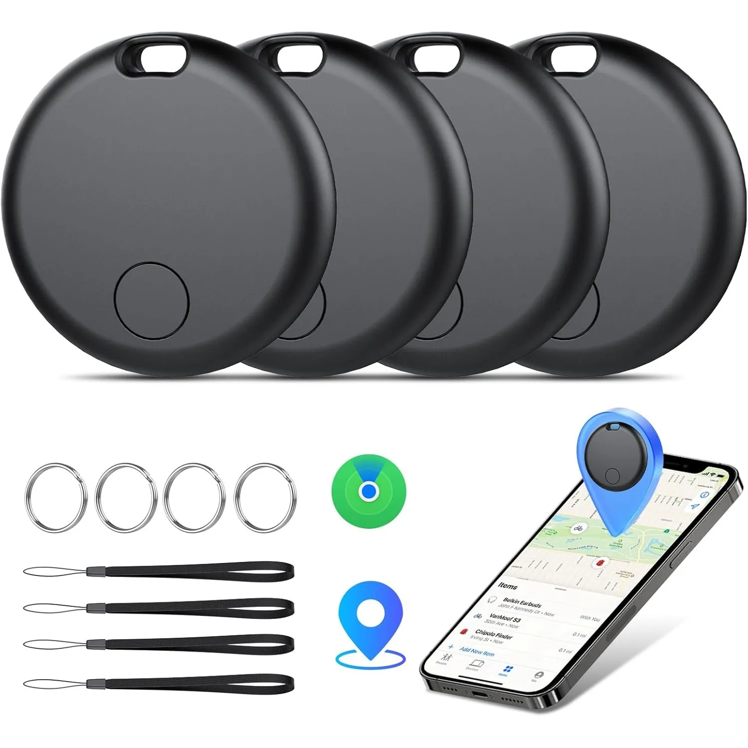 Tag Schlüsselfinder, Tracker Tag Kompatibel mit Apple Wo ist? APP (Nur iOS), Koffer Tracker für Gepäck/Taschen/Key, Bat…