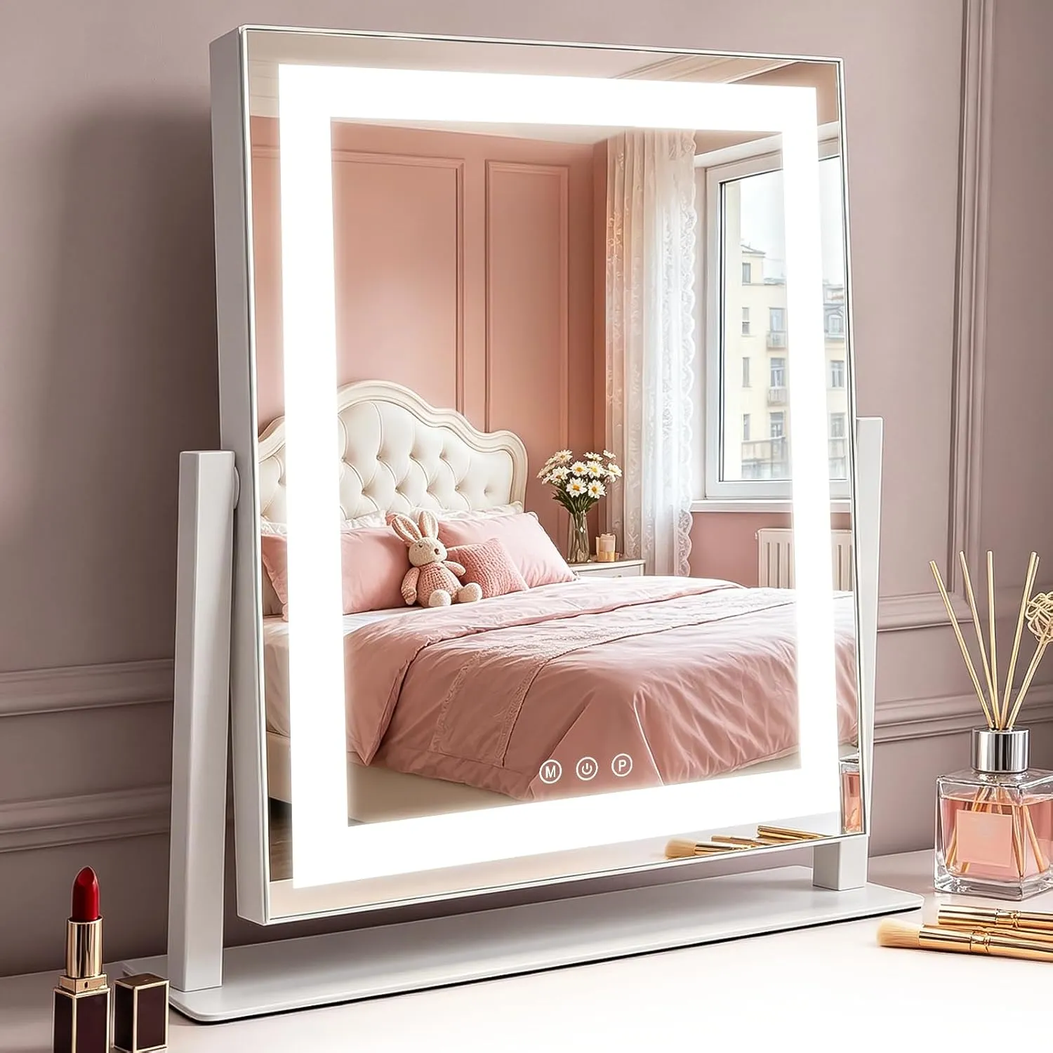 Make-up Mirror with Lighting Hollywood Mirror - 30 x 40 cm LED Vanity Mirror Small Cosmetic Mirror with Light Table Mir…