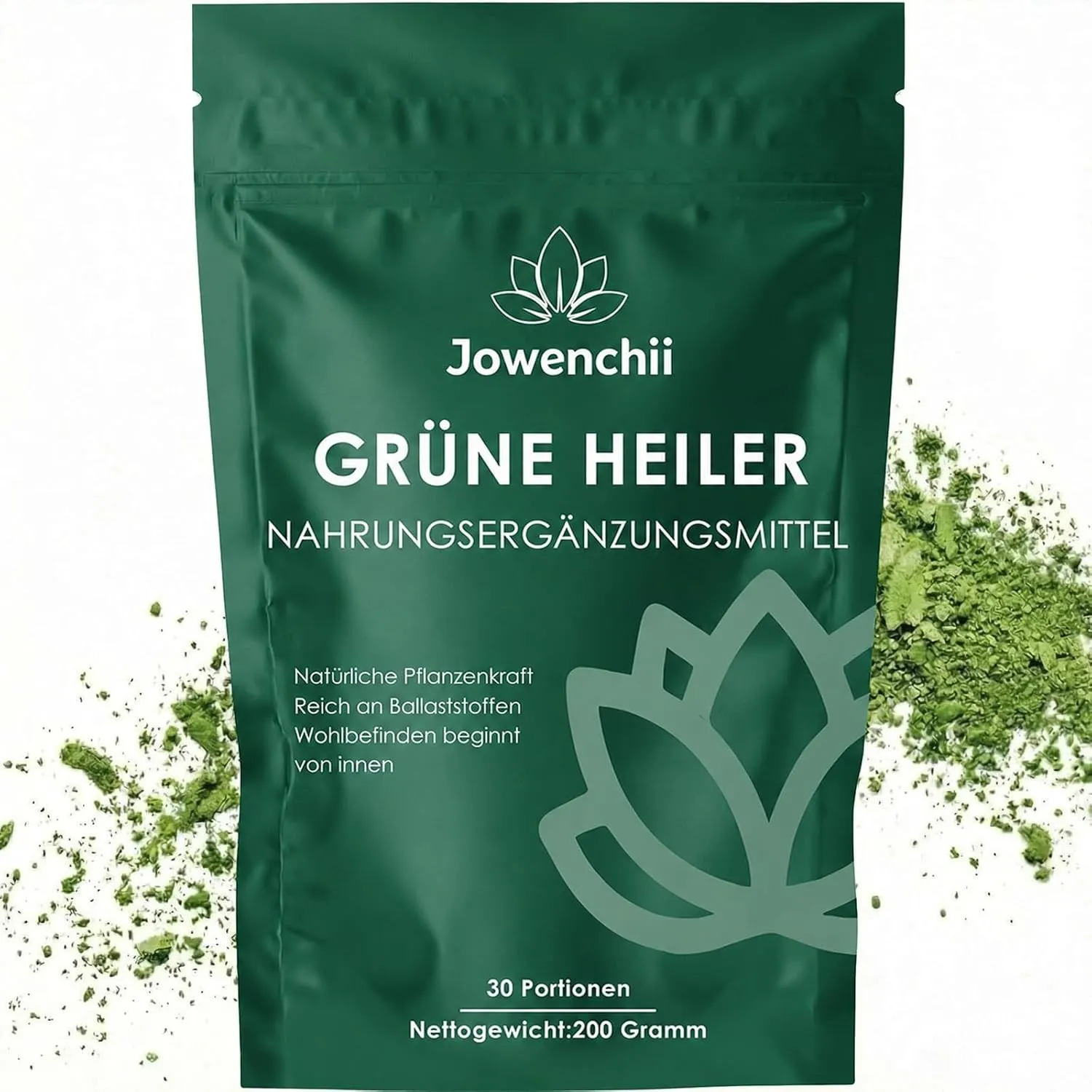 Grüne Entgiftungspulver, 200g Superfood Helfer Pulver, Greens Pulver Helfer, Pflanzenpulver mit Matcha, Gerstengras, He…