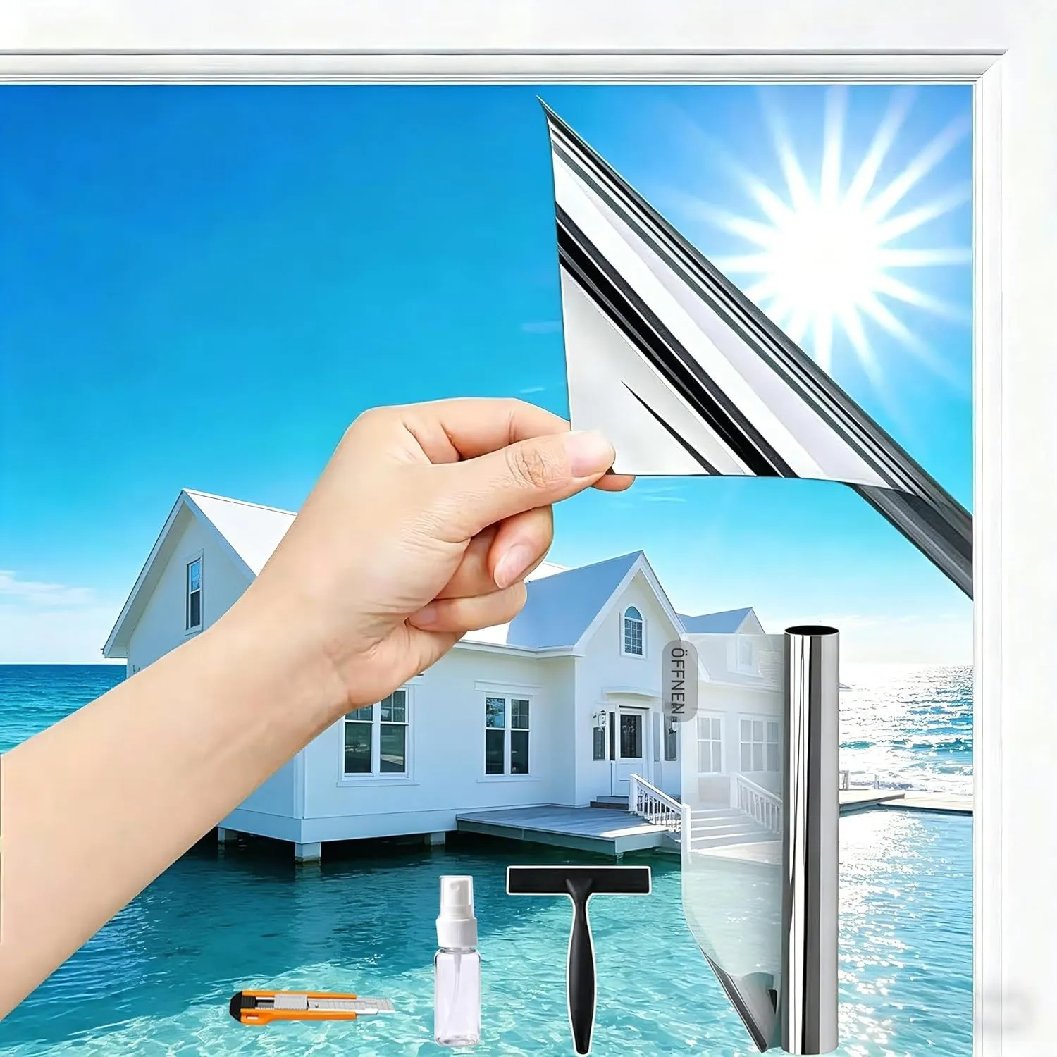 Hitzeschutzfolie Fenster Silber(100X600cm) Sonnenschutzfolie Spiegelfolie UV Folie Sonnenschutz Hitzeschutz innen oder …
