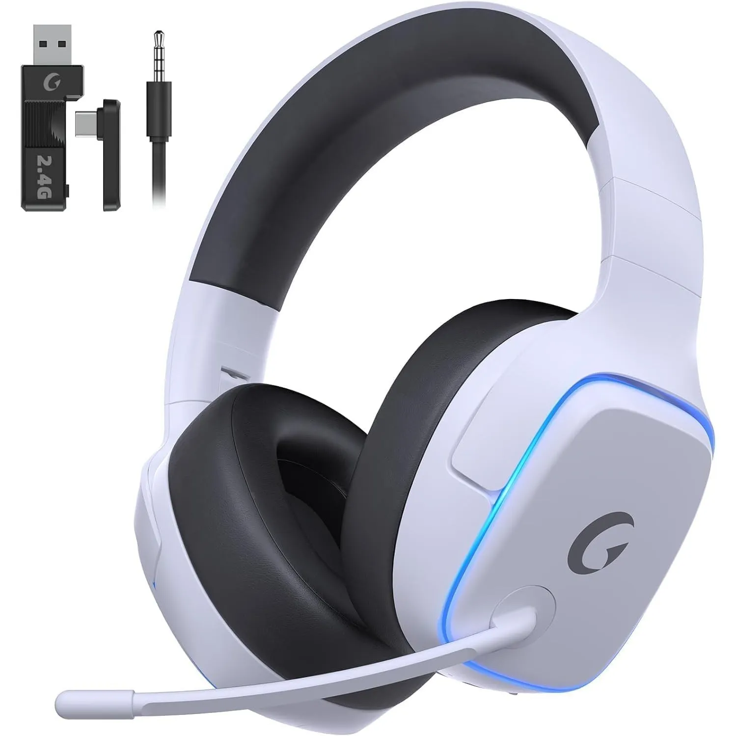 Gvyugke Wireless Gaming Headset mit Mikrofon für PS5/PS4/PC/Switch/Mac, 2.4GHz & BT 5.3 Kabellos (≤20ms) & 3.5mm Kabel …