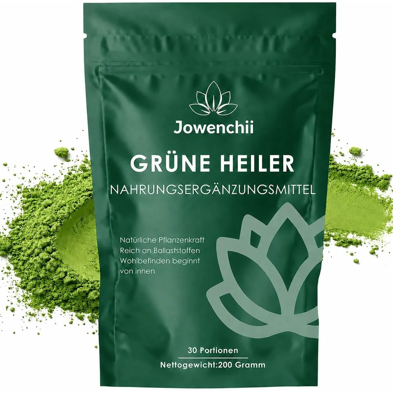 Grüne Entgiftungspulver, 200g Superfood Helfer Pulver, Greens Pulver Helfer, Pflanzenpulver mit Matcha, Gerstengras, He…