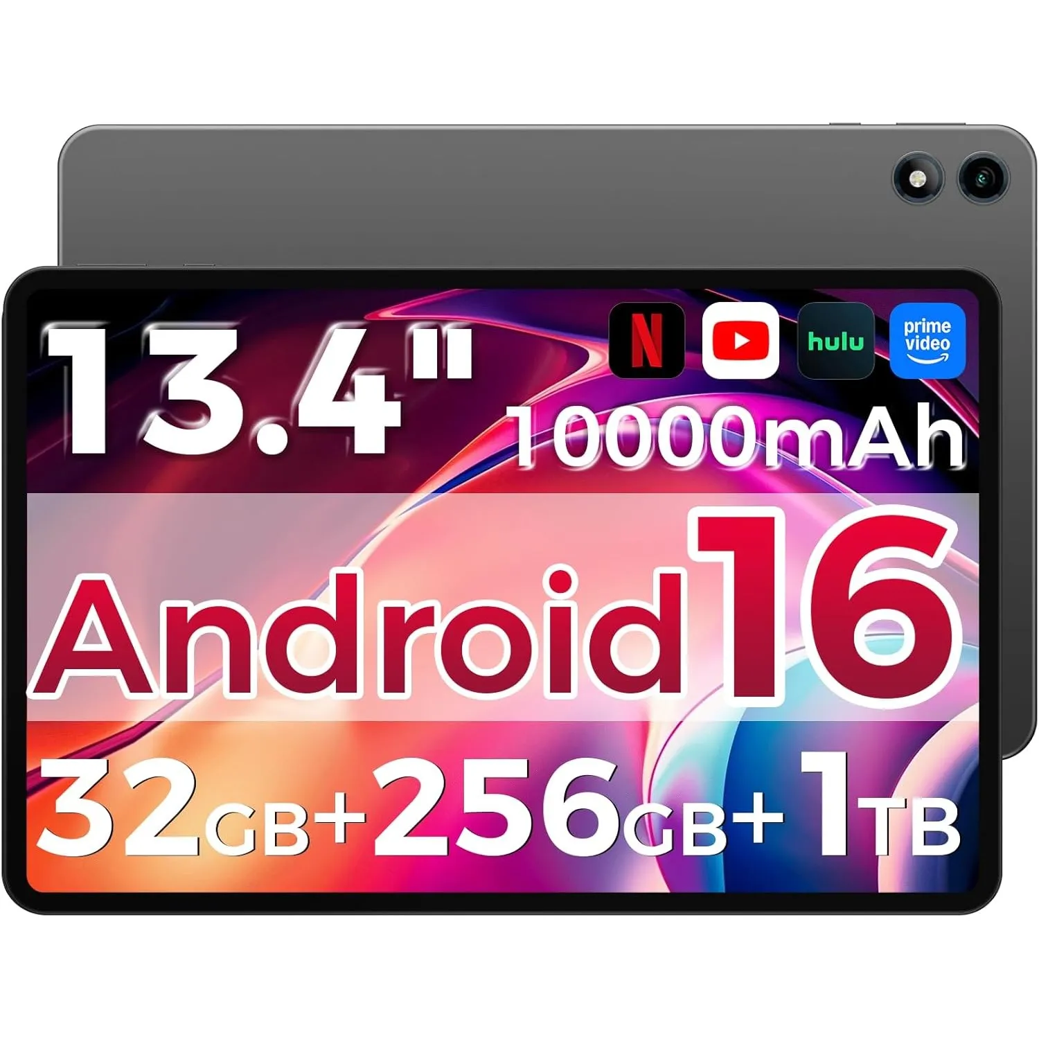 2026 Tablet 13.4 Zoll Android 16 Tablet, 32GB RAM+256GB ROM/1TB TF, 10000mAh Tablet Octa-Core 1920 * 1200 IPS, 5+16MP/G…