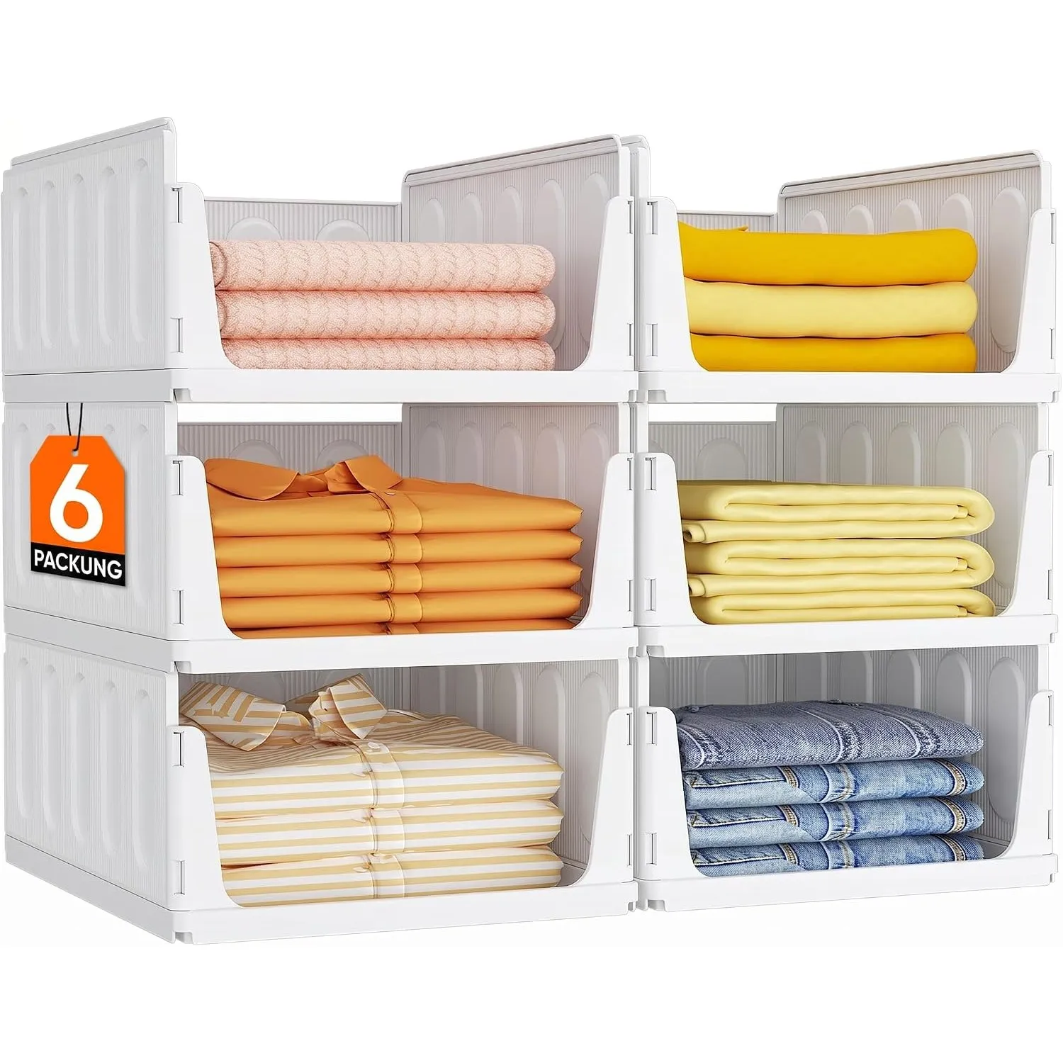 Lifewit 6 Pack Stapelbar Kleiderschrank Organizer für Kleidung 42 cm Tiefe