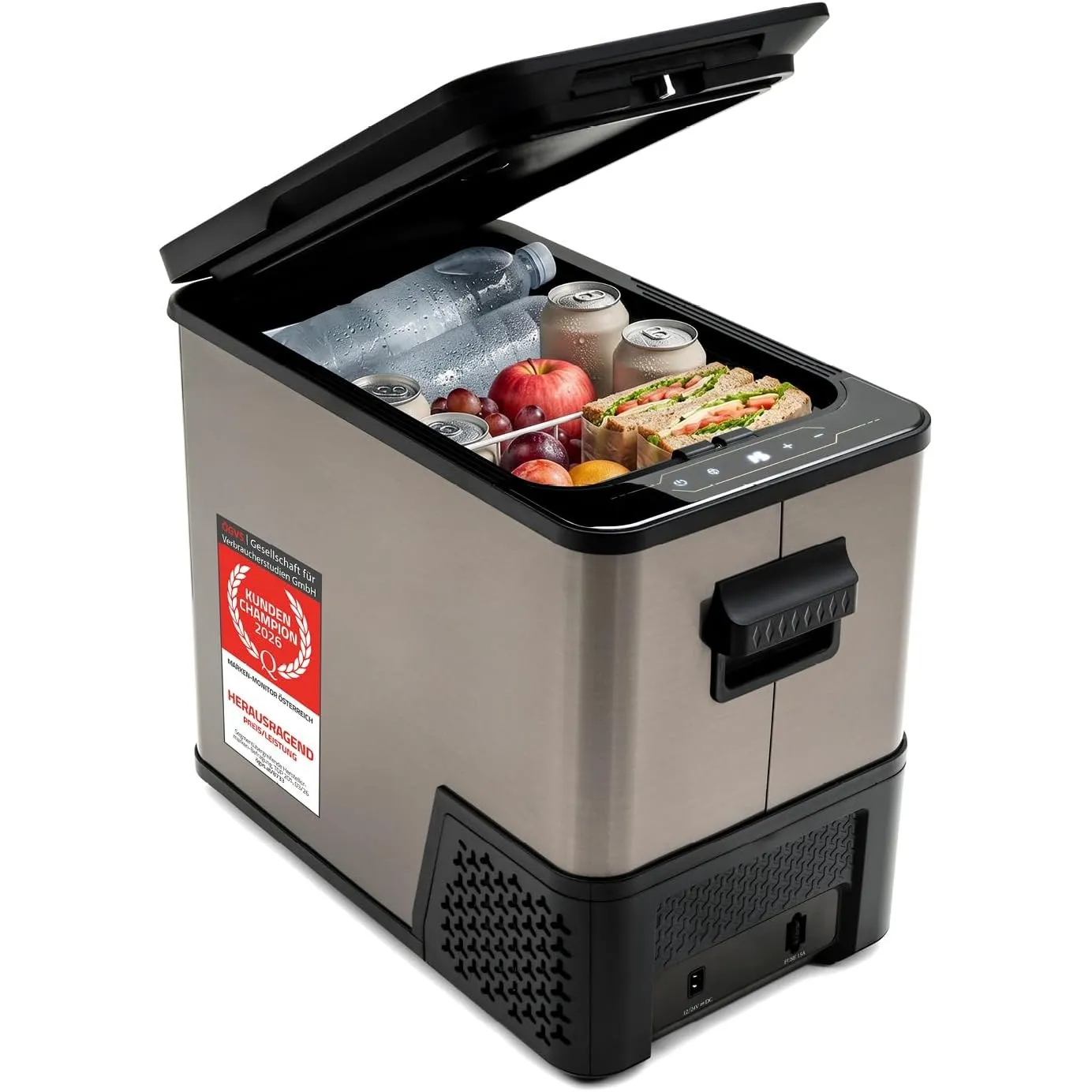 TZS First Austria Kompressor-Kühlbox 38L - bis -20°C - 41 dB - 12V 24V 230V - Anti-Fingerprint - für Auto Camping Reise…