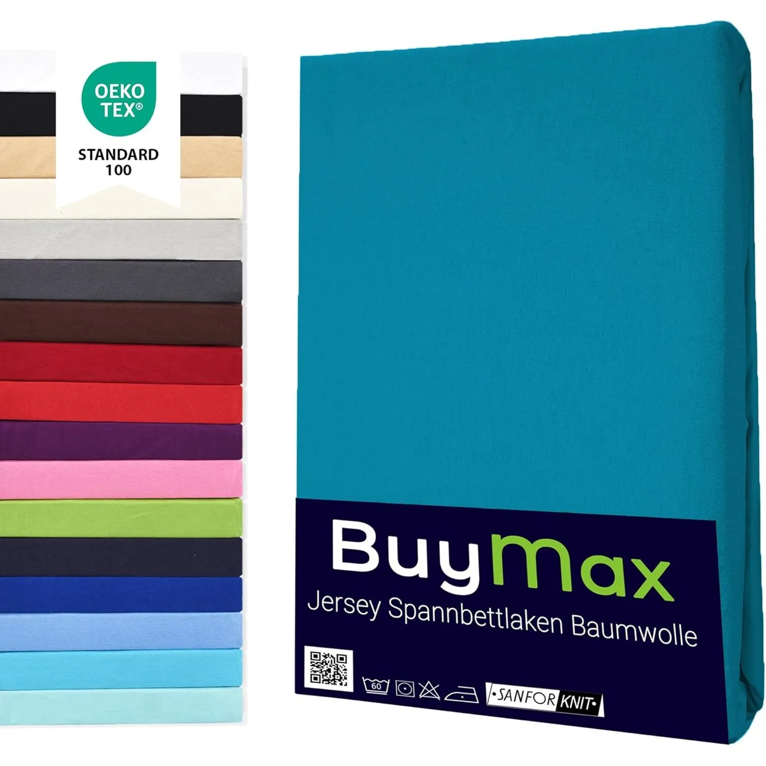 Buymax Spannbettlaken 80x200cm Doppelpack 100% Baumwolle Spannbetttuch Bettlaken Jersey, Matratzenhöhe bis 25 cm, Farbe…