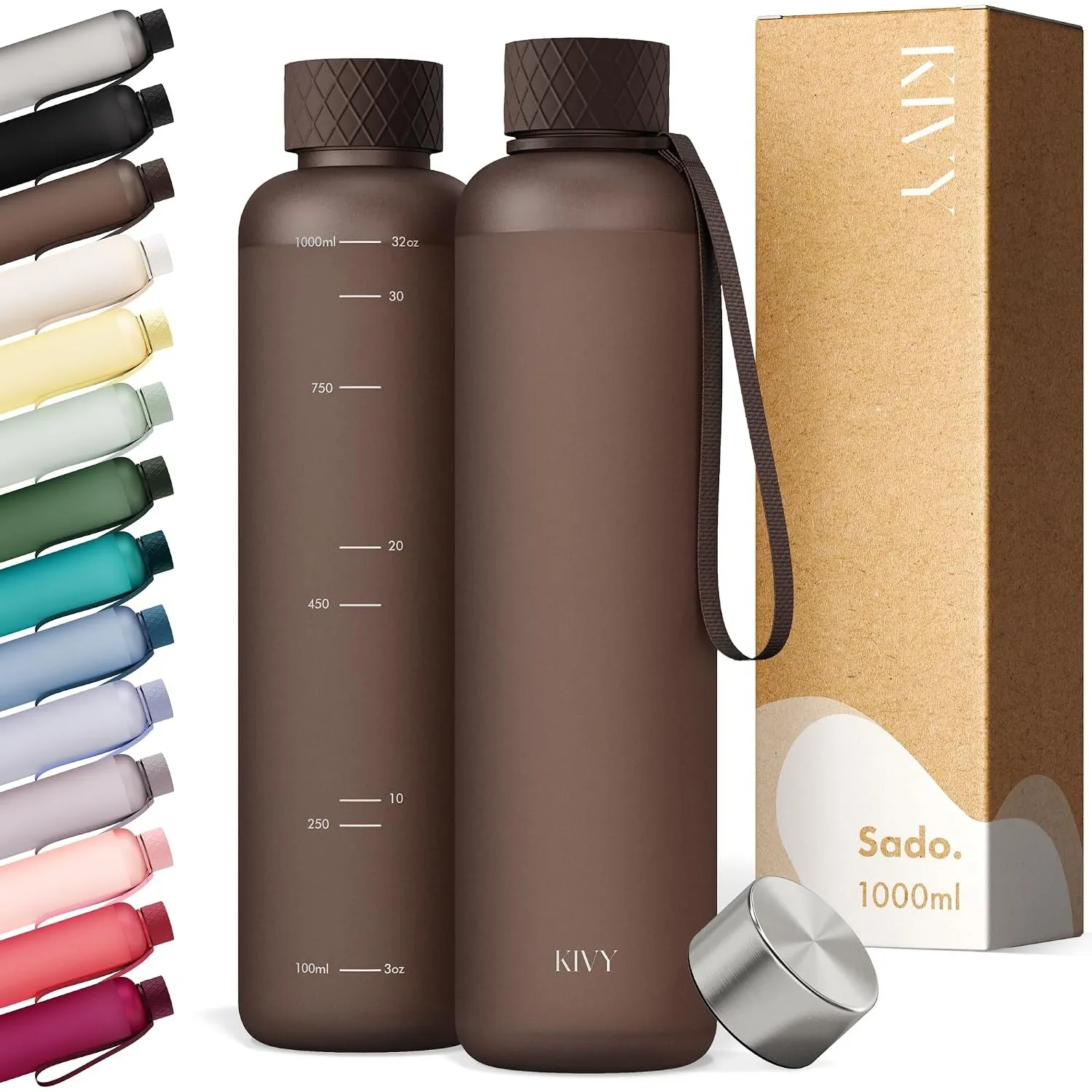 KIVY Trinkflasche 1l aus Tritan - Kohlensäure geeignet & Auslaufsicher