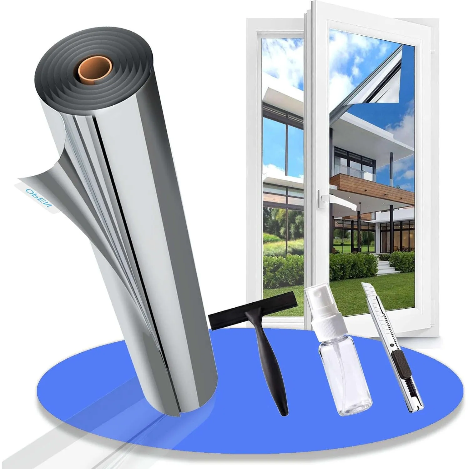 Hitzeschutzfolie Fenster außen & innen Sonnenschutzfolie Fenster UV Folie Spiegelfolie Fenster Sichtschutz Fensterfolie…