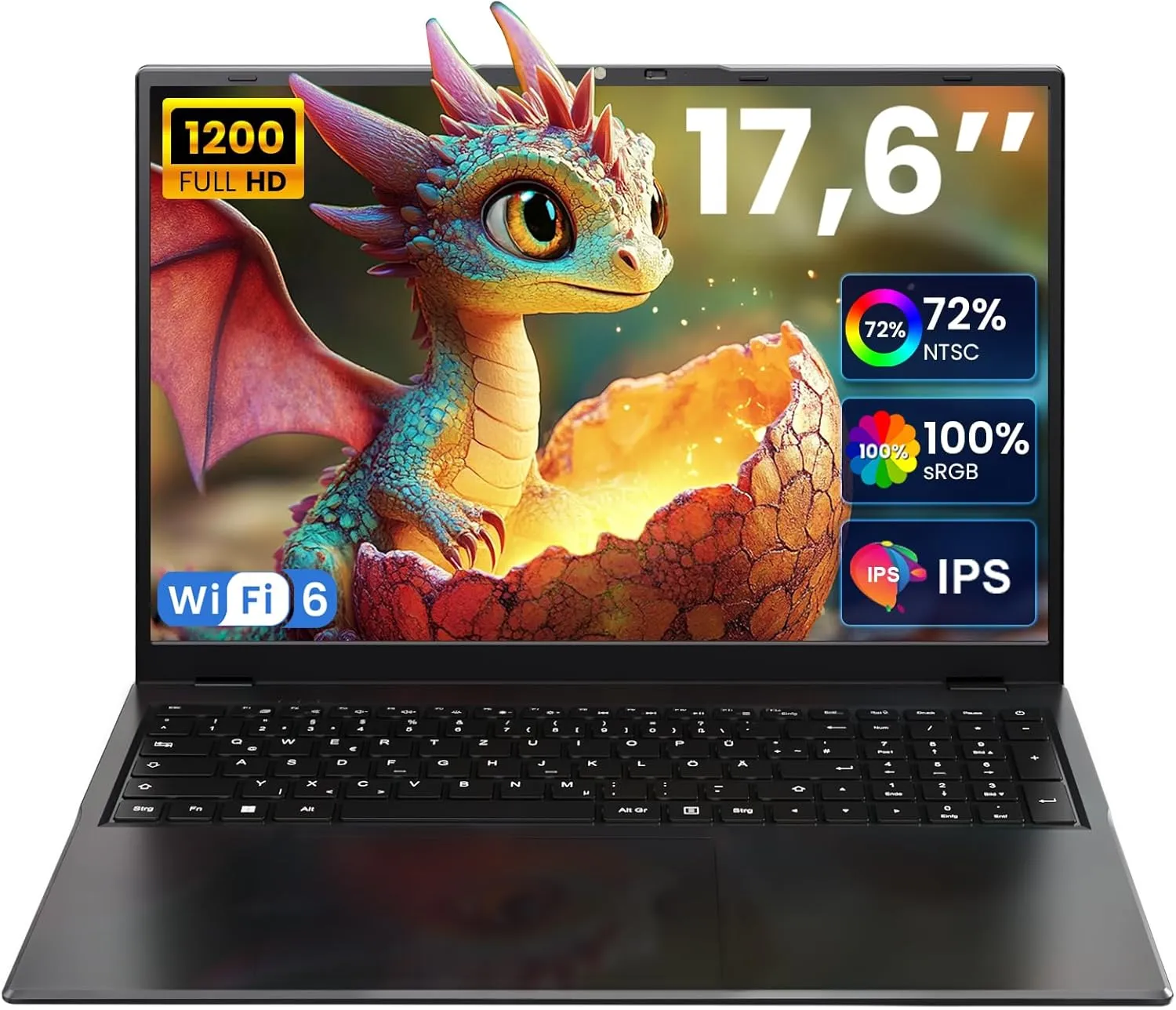 jumper Laptop 17,6 Zoll, N95 CPU, 16GB RAM 512GB SSD + 128GB eMMC, 100% sRGB FHD Display, QWERTY Leuchtende Tastatur, m…